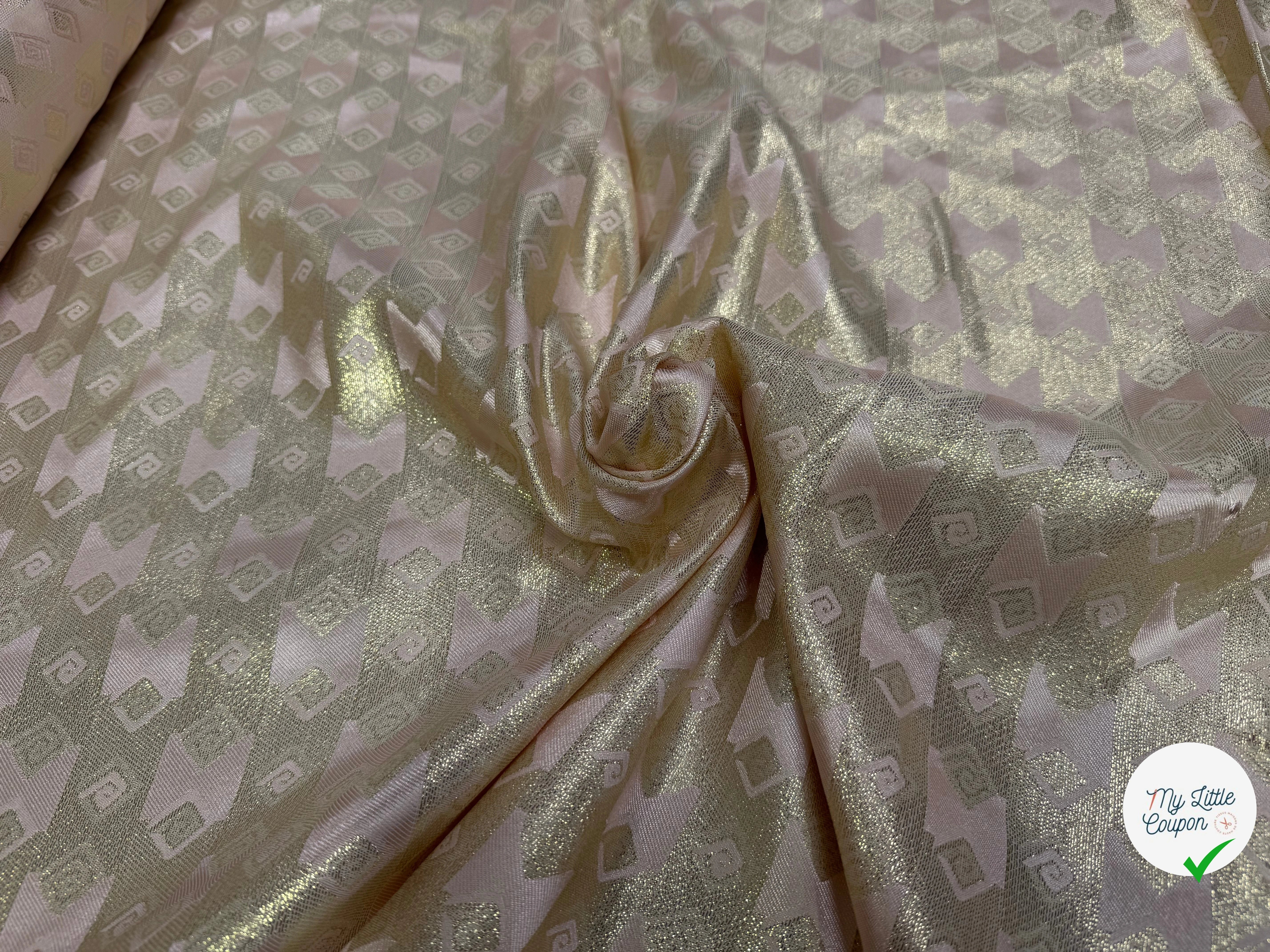 JACQUARD BROCA ARGENTÉ EMPERIAL MOTIFS BEIGE MINÉRAL - My Little Coupon
