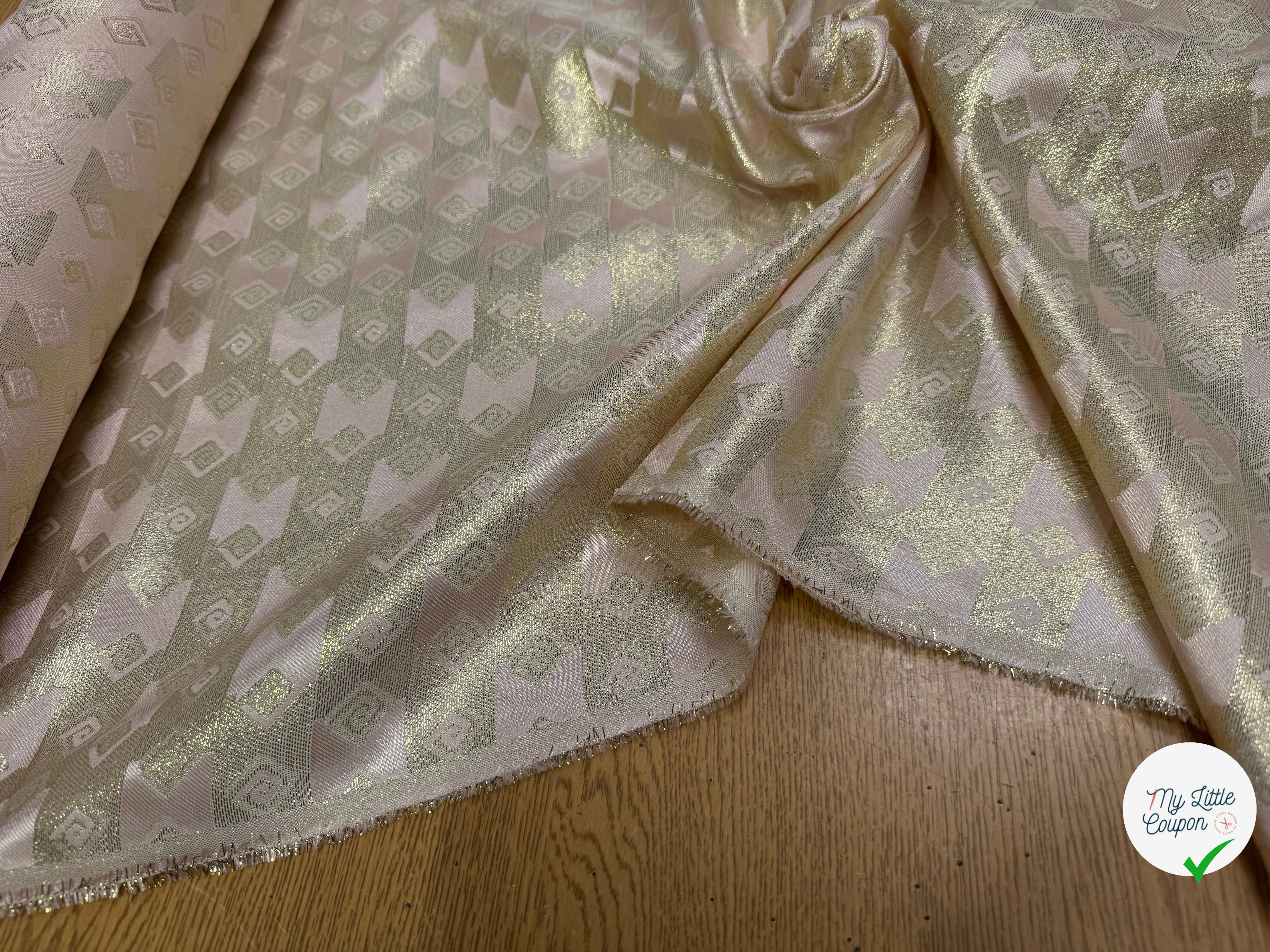JACQUARD BROCA ARGENTÉ EMPERIAL MOTIFS BEIGE MINÉRAL - My Little Coupon