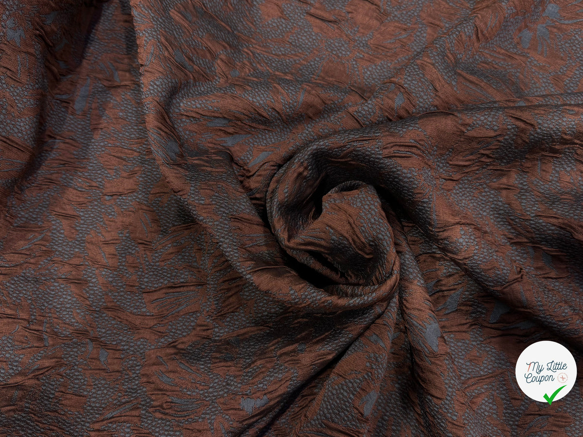 JACQUARD CLOQUÉ MARRON ET GRIS - My Little Coupon