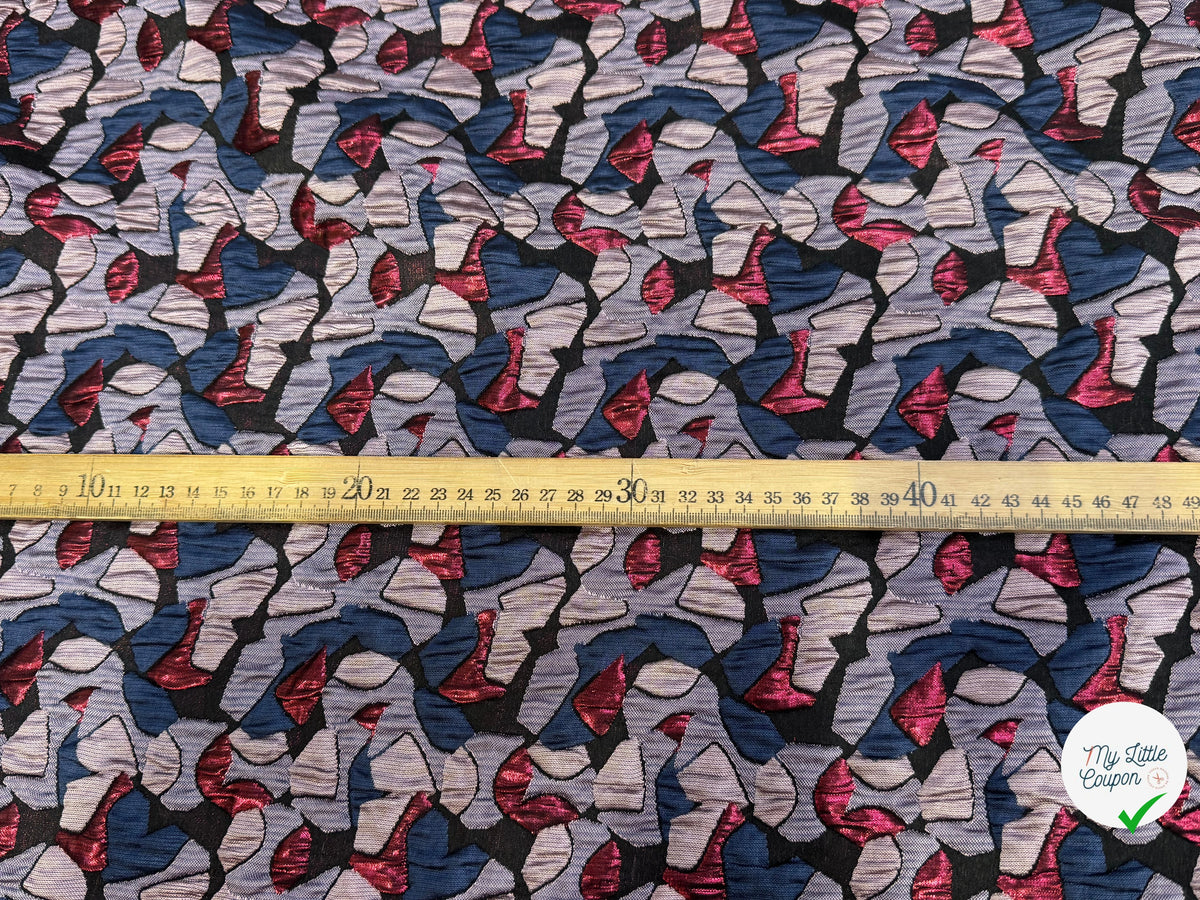 JACQUARD CLOQUÉ MOTIF ABSTRAIT MULTICOLORE - My Little Coupon