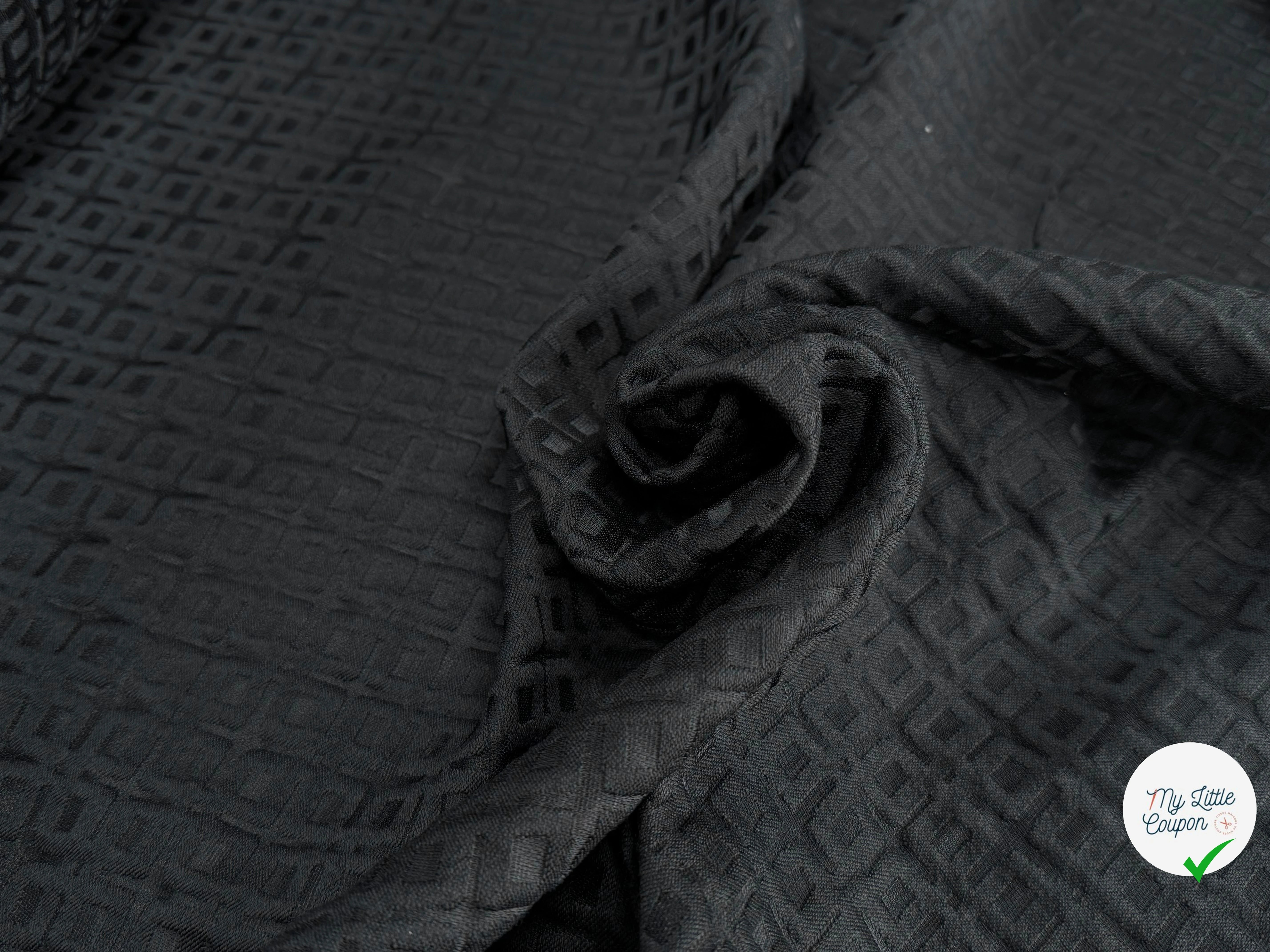 JACQUARD DE LAINE MOTIF GÉOMETRIQUE NOIR - My Little Coupon