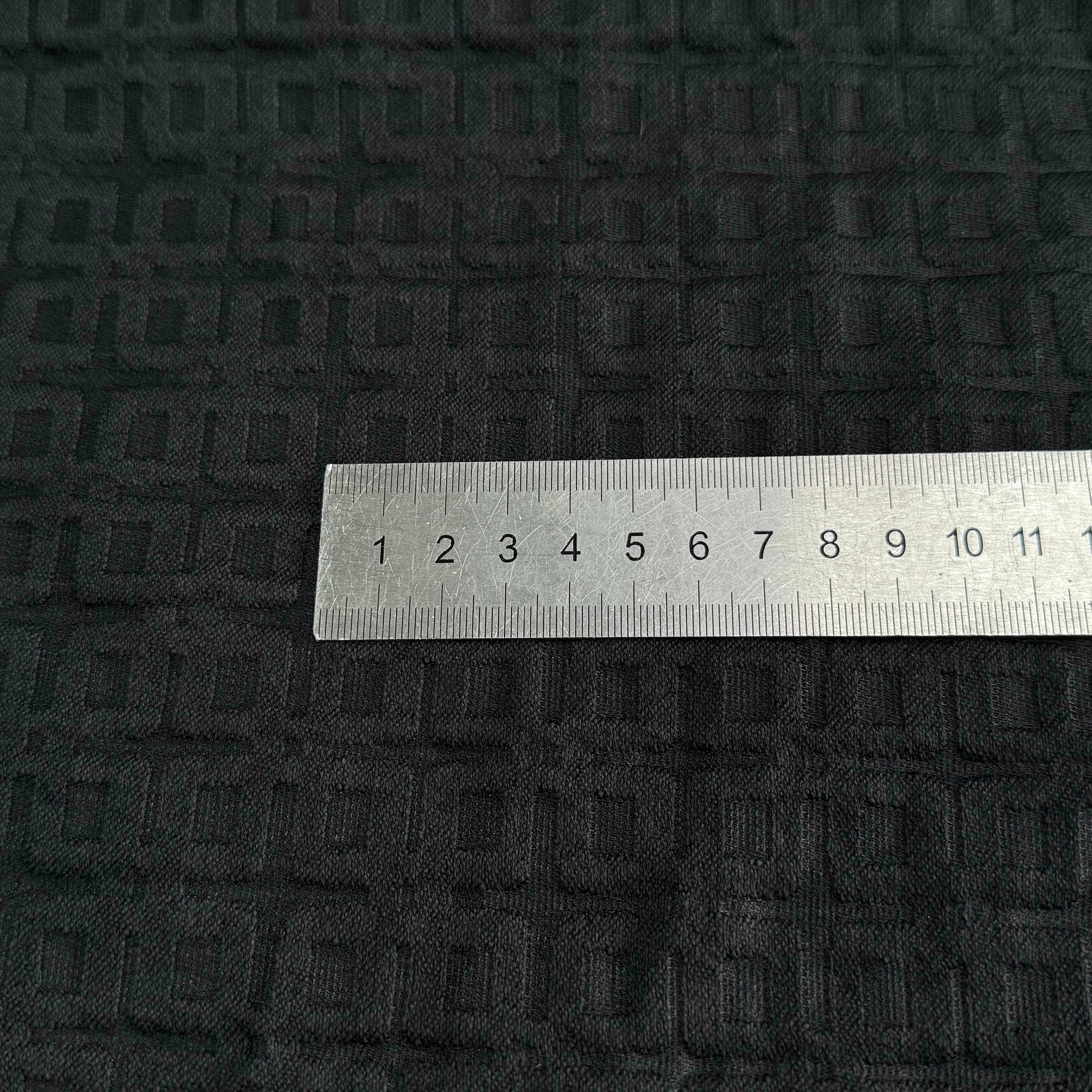 JACQUARD DE LAINE MOTIF GÉOMETRIQUE NOIR - My Little Coupon