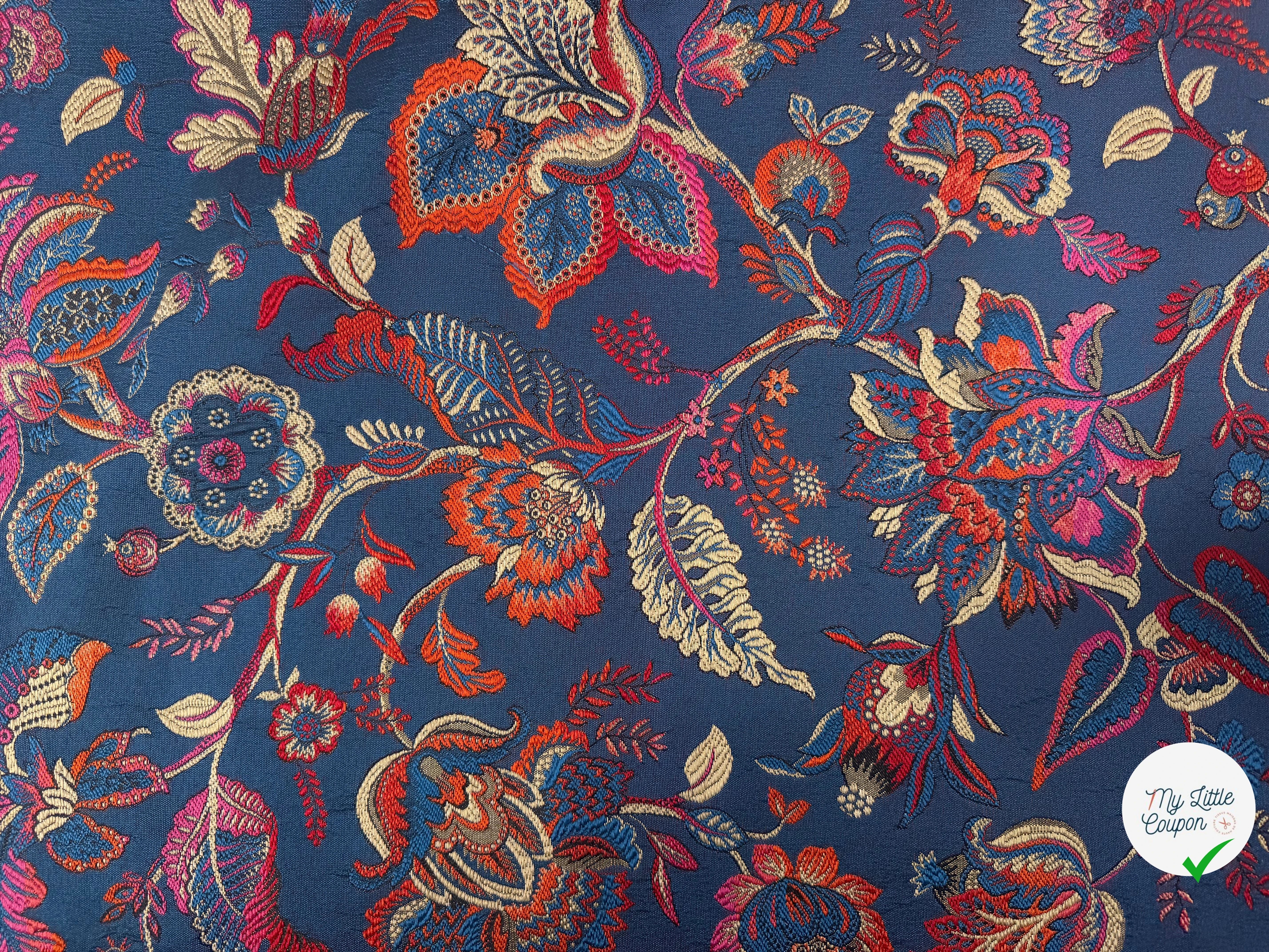 JACQUARD INAYA ALLOVER BLEU TISSE TEINT 140 CM MADE IN FRANCE - My Little Coupon