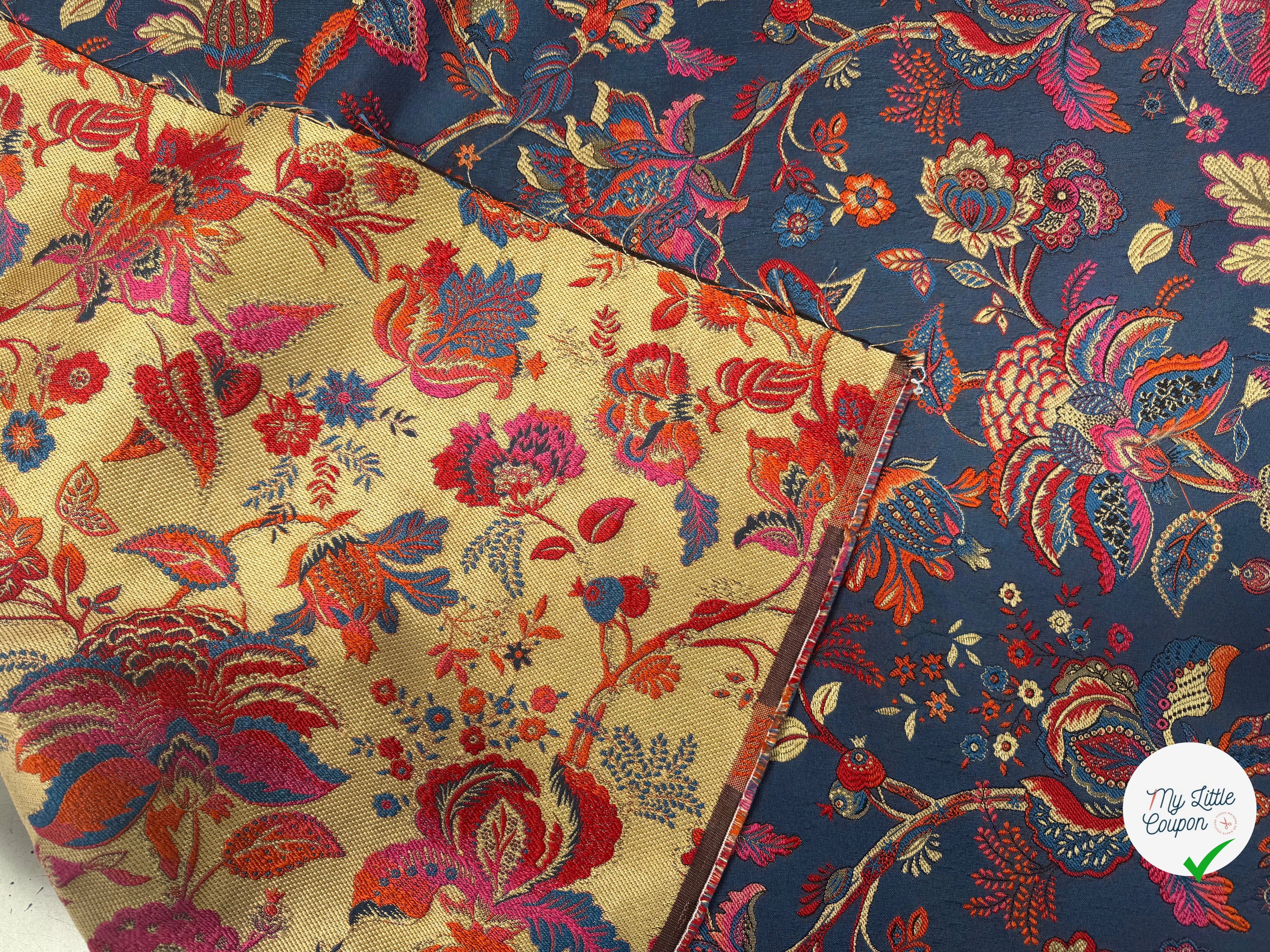 JACQUARD INAYA ALLOVER BLEU TISSE TEINT 140 CM MADE IN FRANCE - My Little Coupon