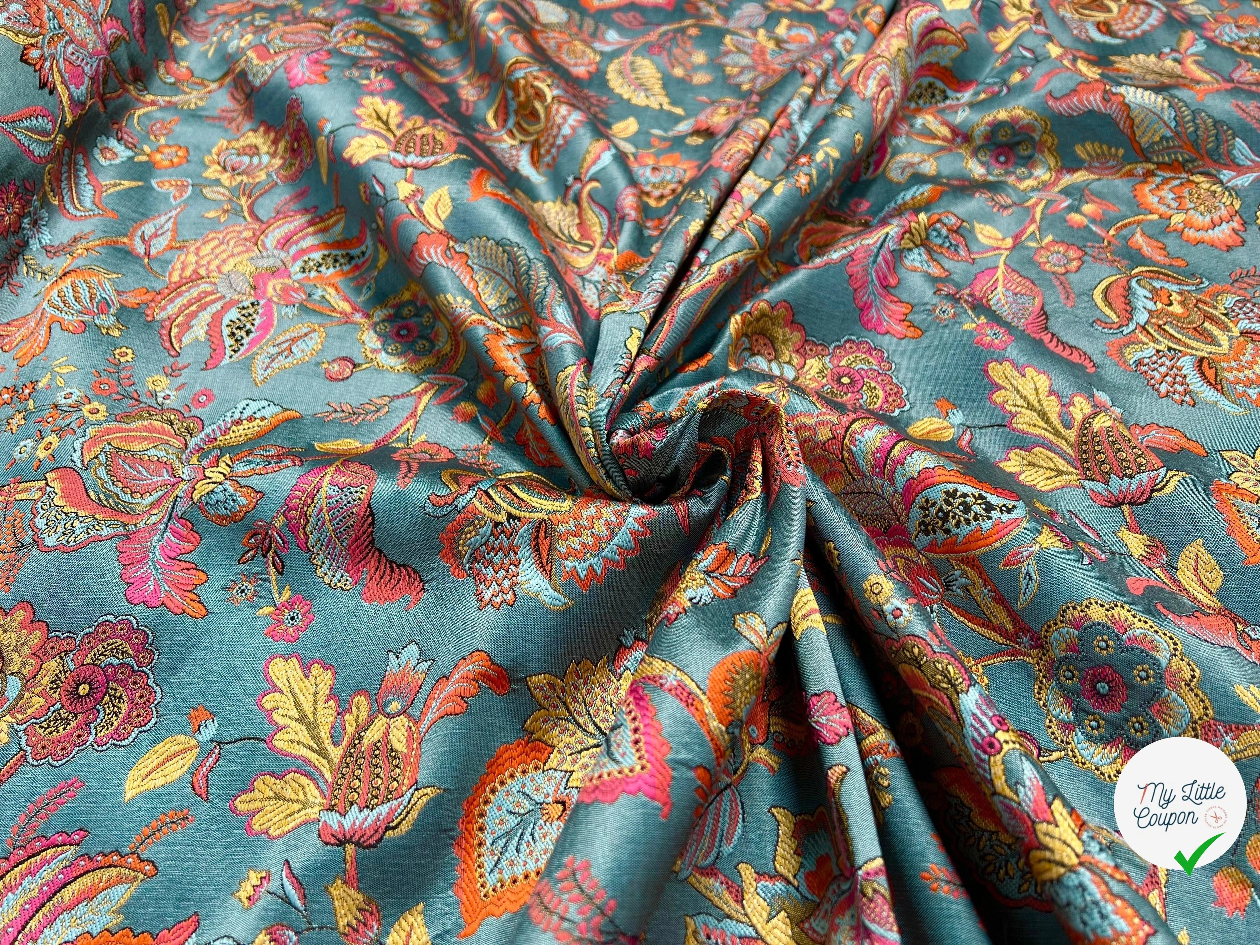 JACQUARD INAYA ALLOVER CIEL TISSE TEINT 140 CM MADE IN FRANCE - My Little Coupon