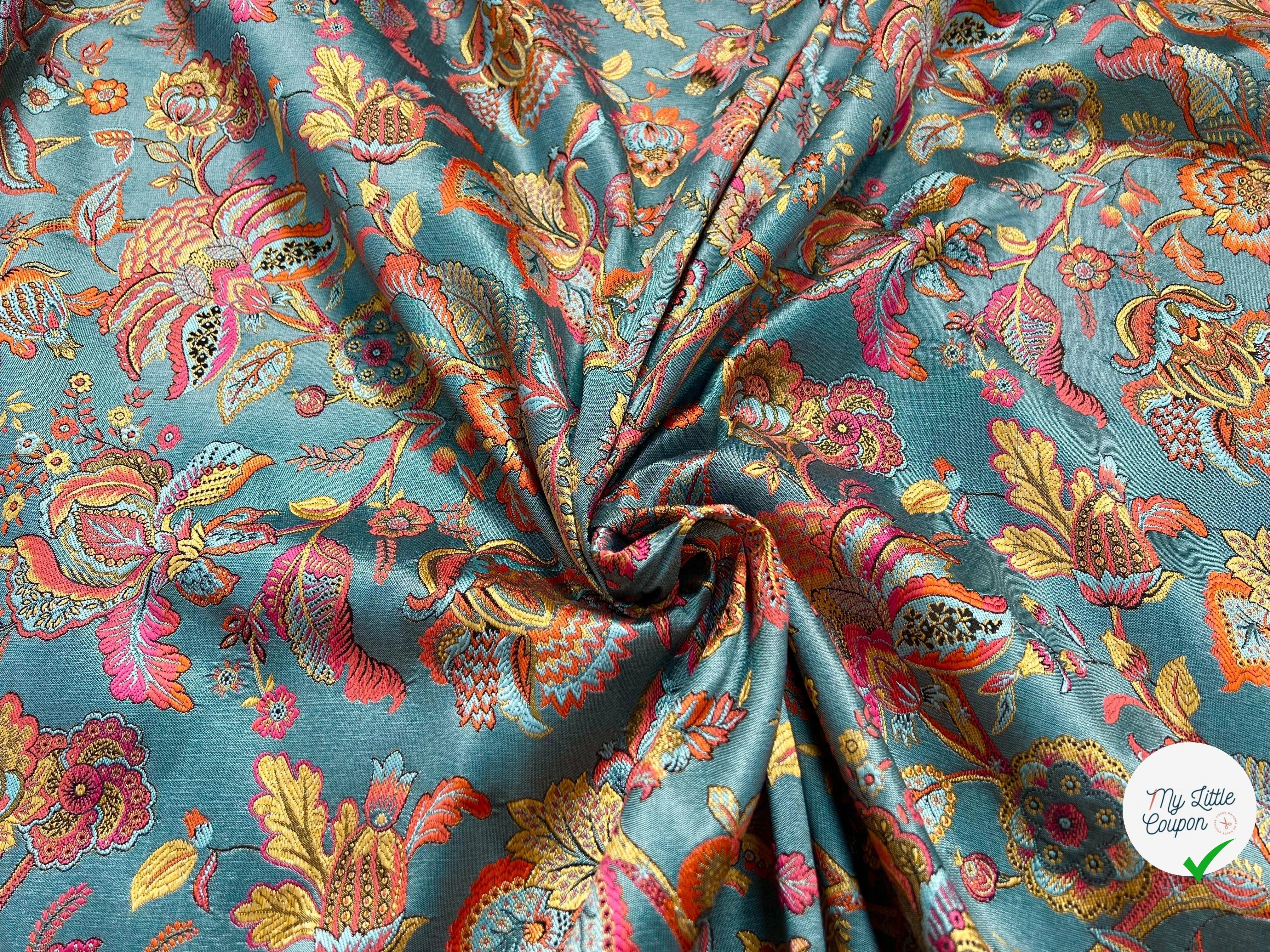 JACQUARD INAYA ALLOVER CIEL TISSE TEINT 140 CM MADE IN FRANCE - My Little Coupon