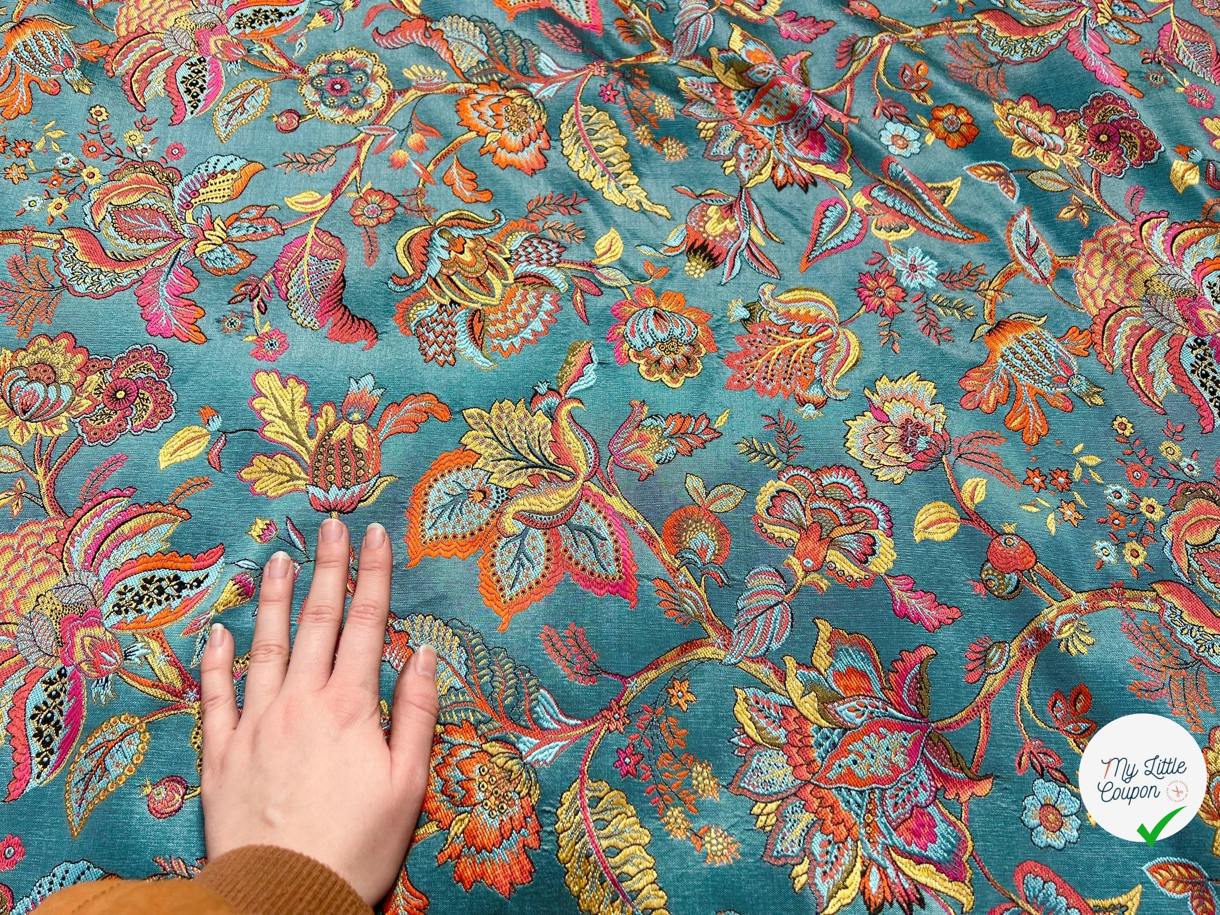 JACQUARD INAYA ALLOVER CIEL TISSE TEINT 140 CM MADE IN FRANCE - My Little Coupon