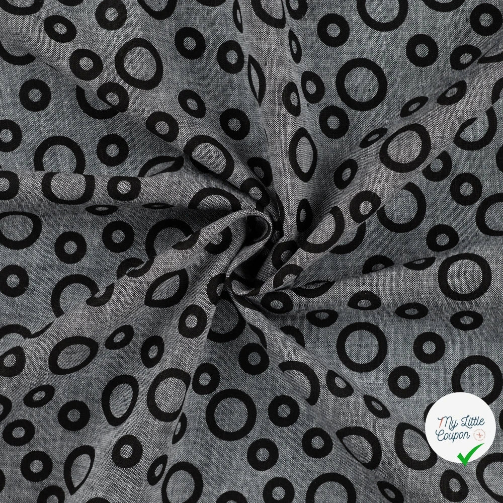 JACQUARD LIN COTON CERCLES NOIR — 55% LIN 45% COTON - My Little Coupon