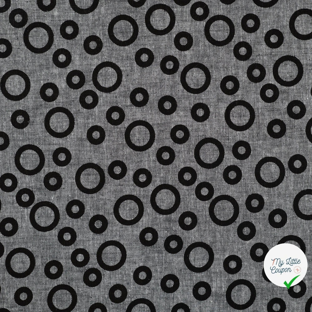 JACQUARD LIN COTON CERCLES NOIR — 55% LIN 45% COTON - My Little Coupon