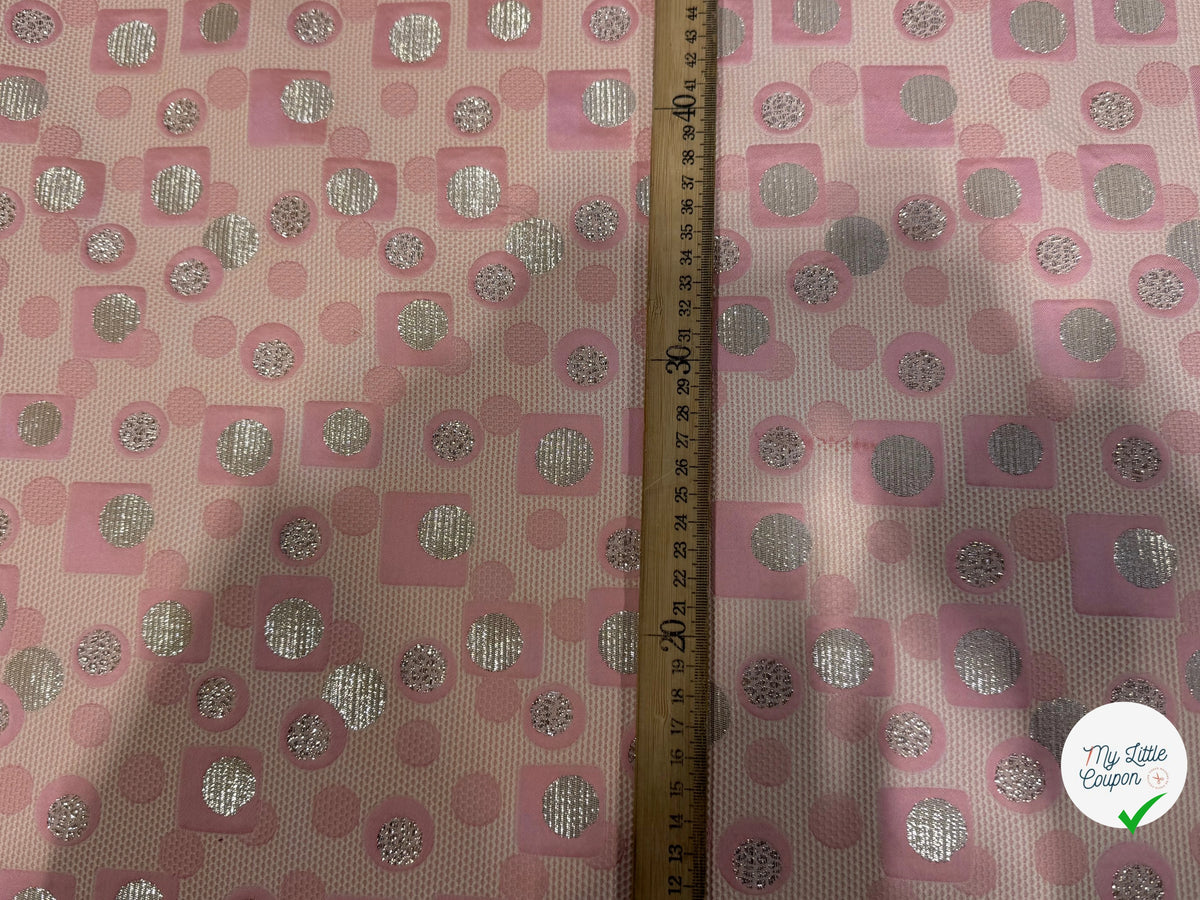 JACQUARD MÉTALLISÉ MOTIFS CIRCULAIRES ET GÉOMÉTRIQUES OR ROSE - My Little Coupon