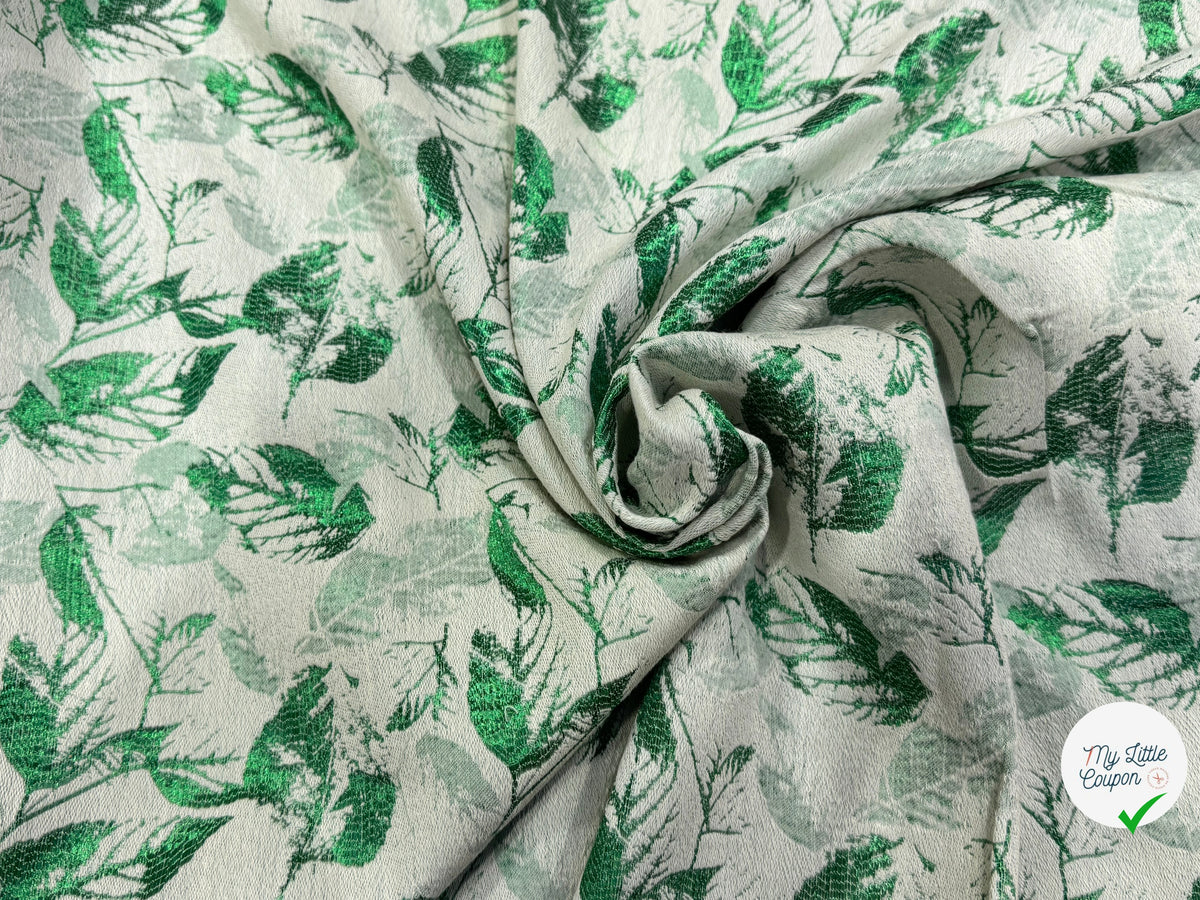 JACQUARD MOTIF FEUILLAGE VERT FOND ÉCRU - My Little Coupon