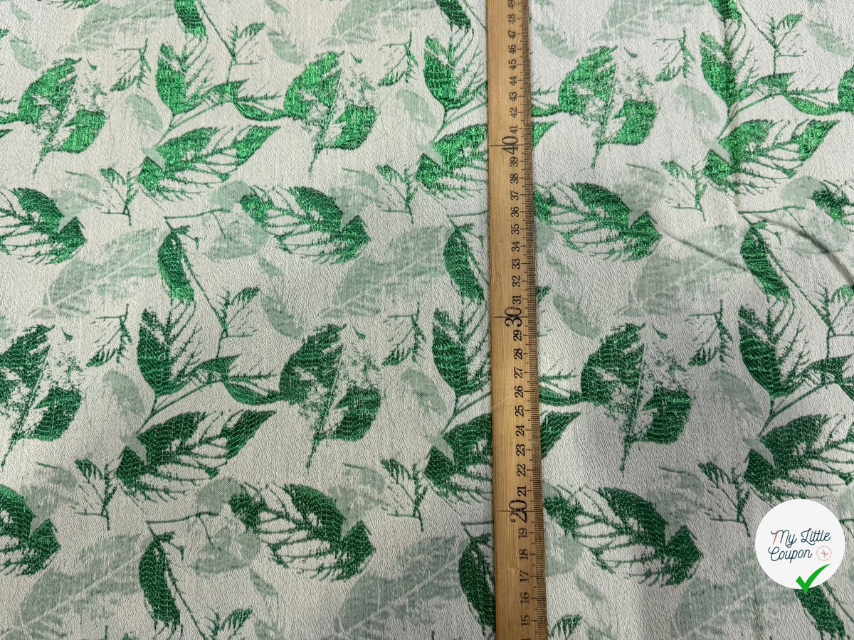 JACQUARD MOTIF FEUILLAGE VERT FOND ÉCRU - My Little Coupon