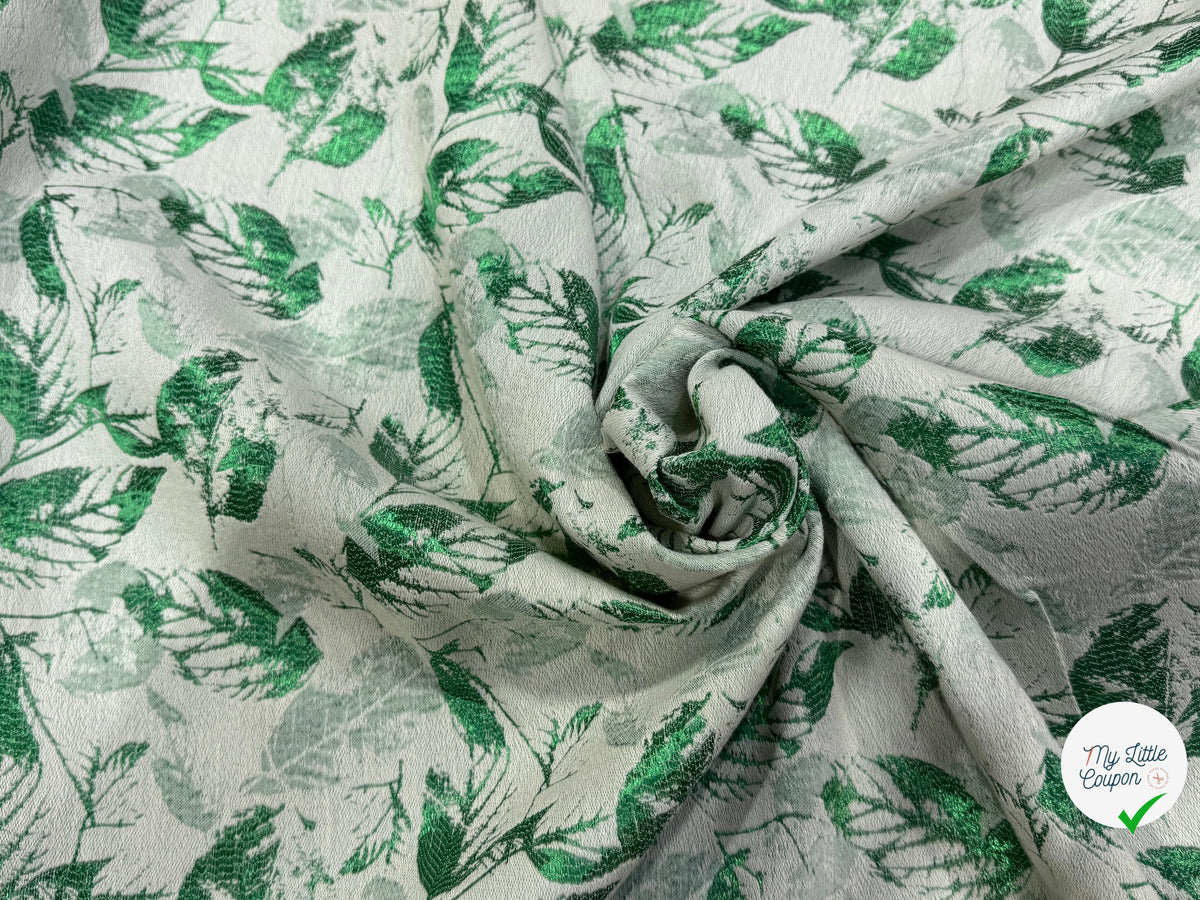 JACQUARD MOTIF FEUILLAGE VERT FOND ÉCRU - My Little Coupon