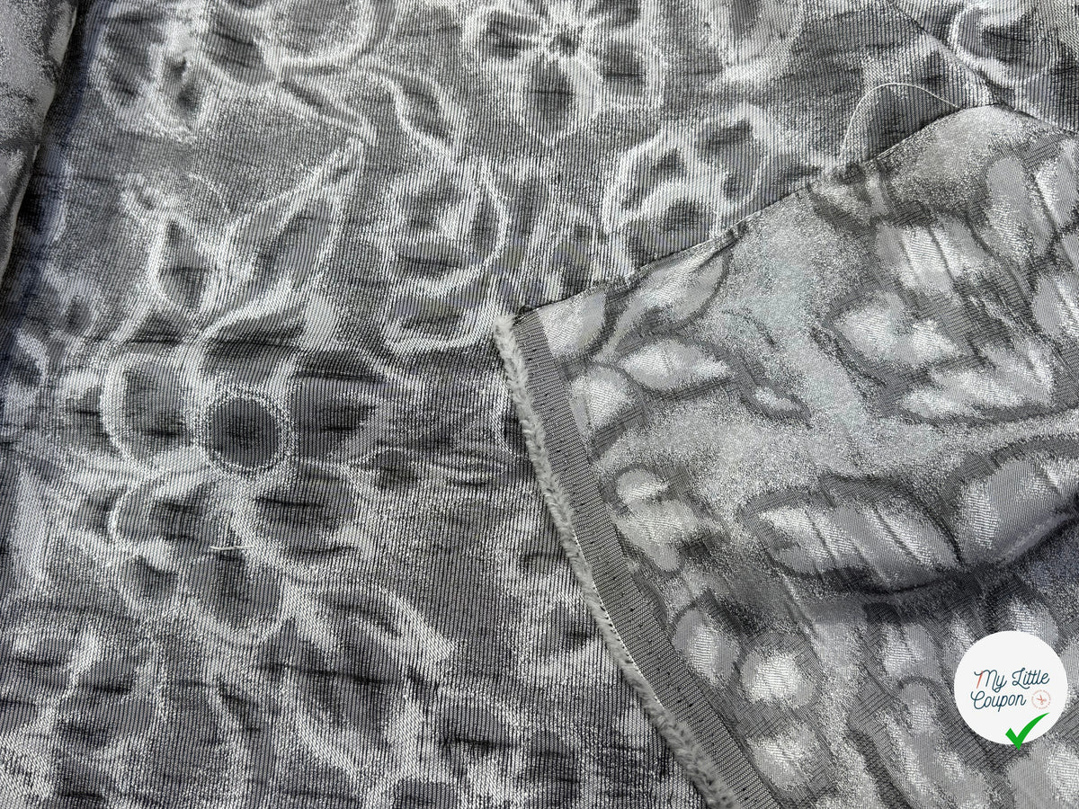 JACQUARD MOTIFS FLORAUX GRIS ET NOIR - My Little Coupon