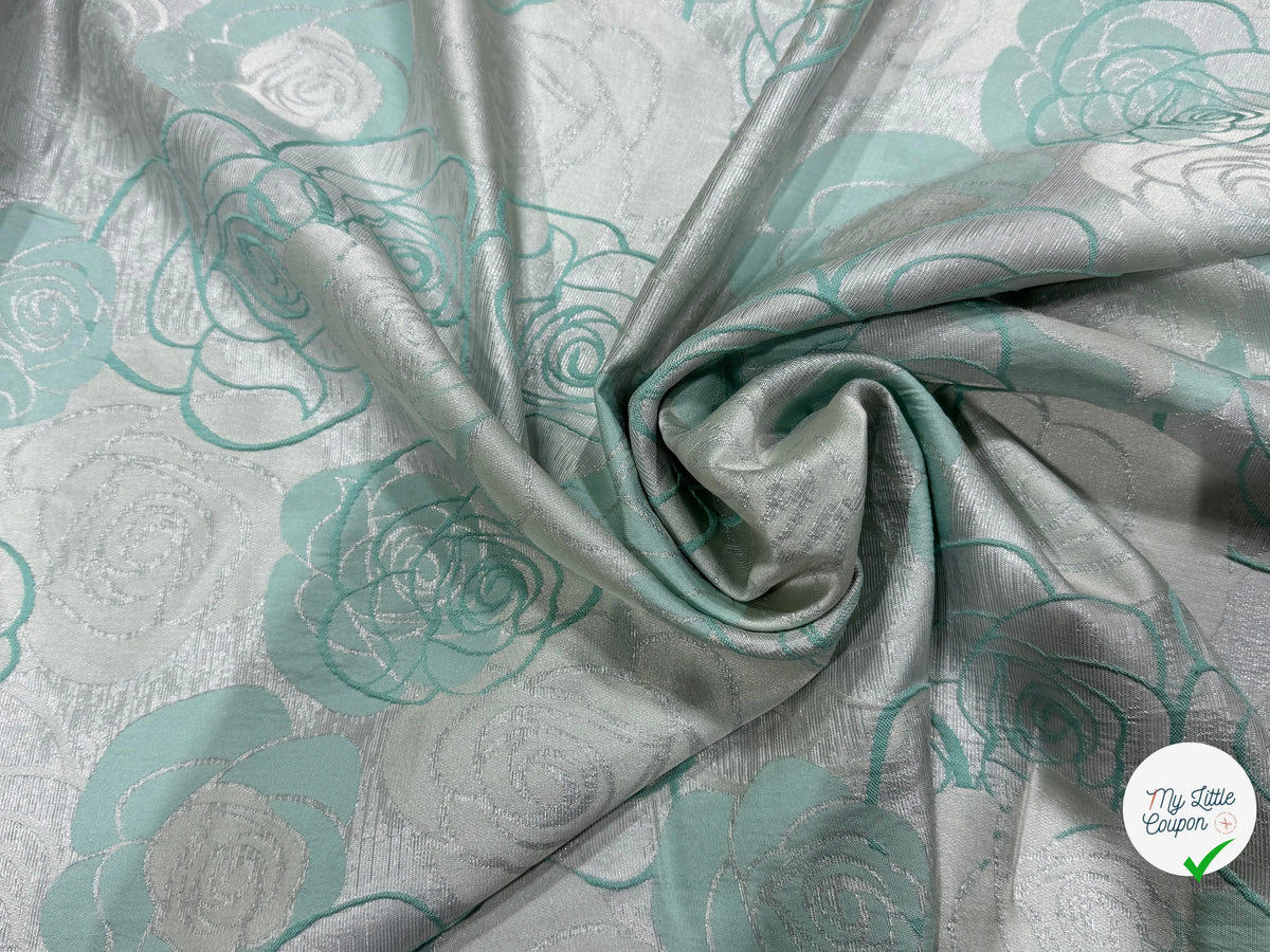 JACQUARD MOTIFS FLORAUX TURQUOISE - My Little Coupon