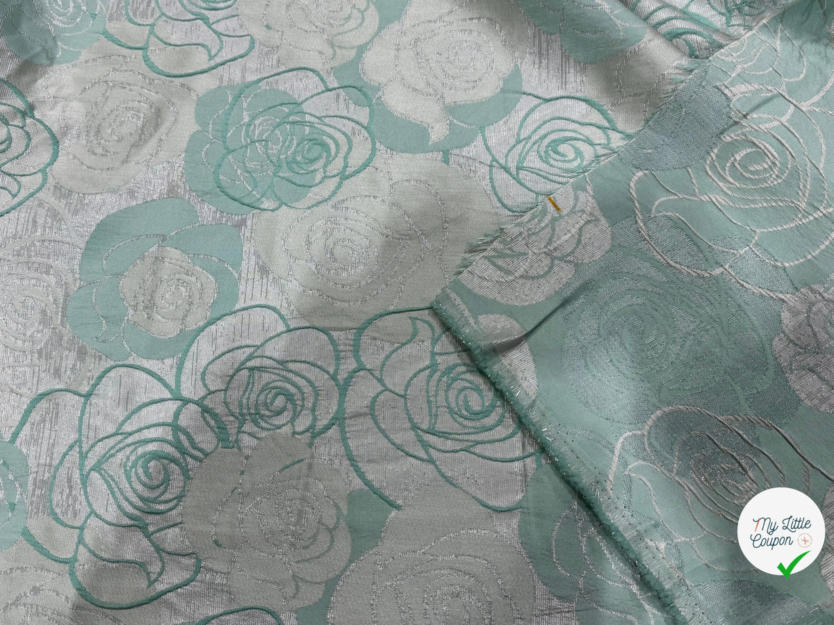 JACQUARD MOTIFS FLORAUX TURQUOISE - My Little Coupon