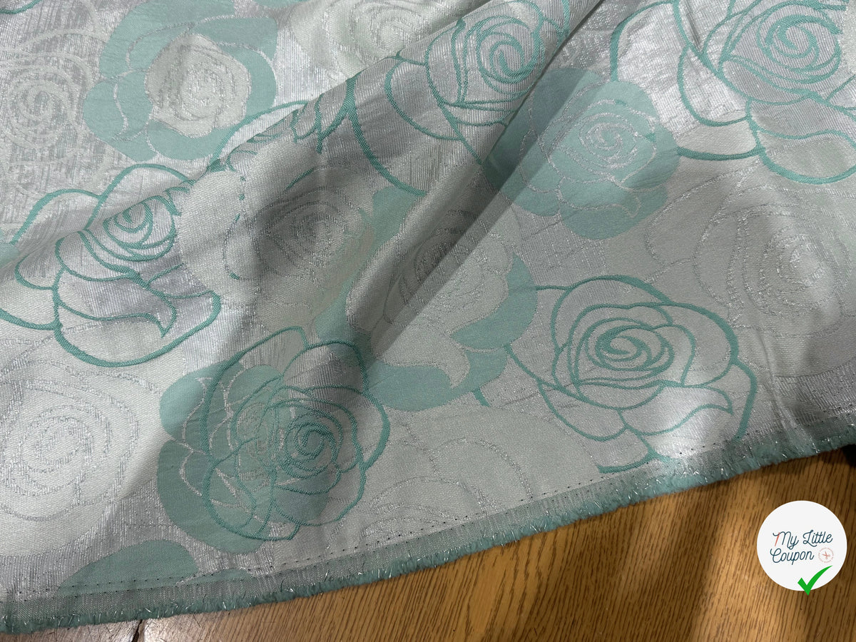 JACQUARD MOTIFS FLORAUX TURQUOISE - My Little Coupon