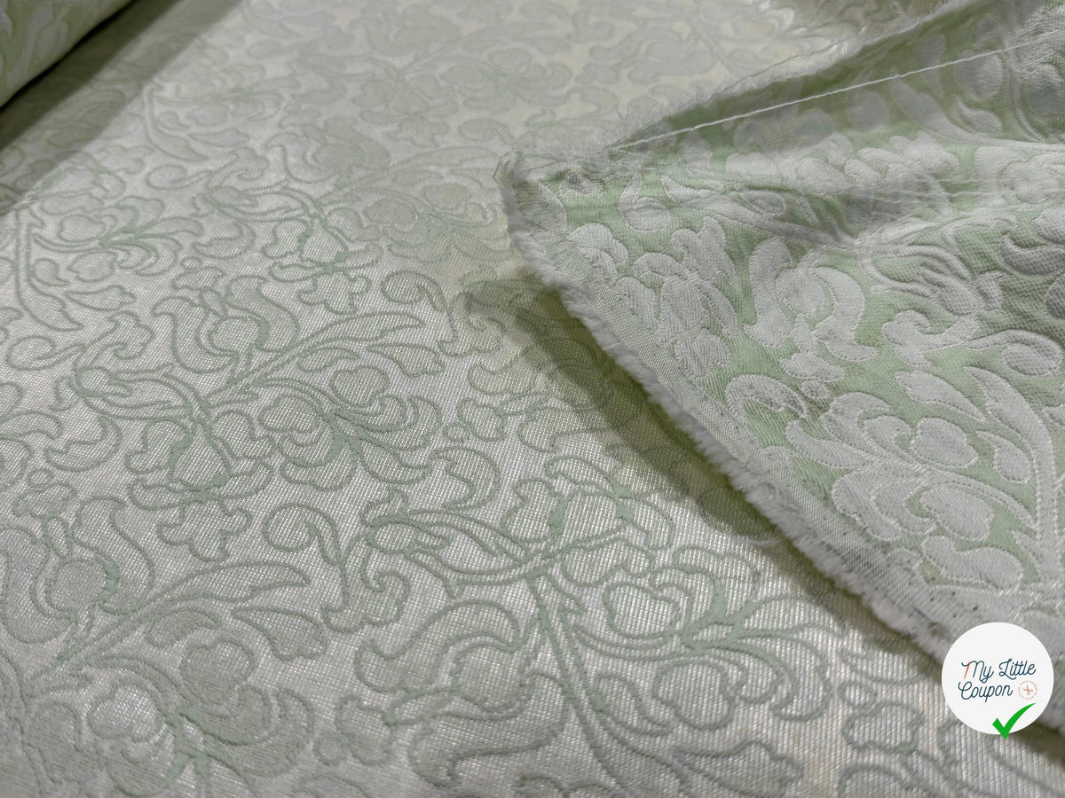 JACQUARD MOTIFS FLORAUX VERTS FOND ÉCRU - My Little Coupon