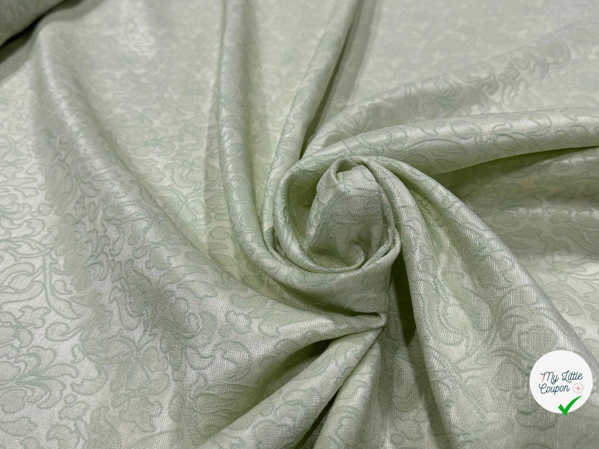 JACQUARD MOTIFS FLORAUX VERTS FOND ÉCRU - My Little Coupon