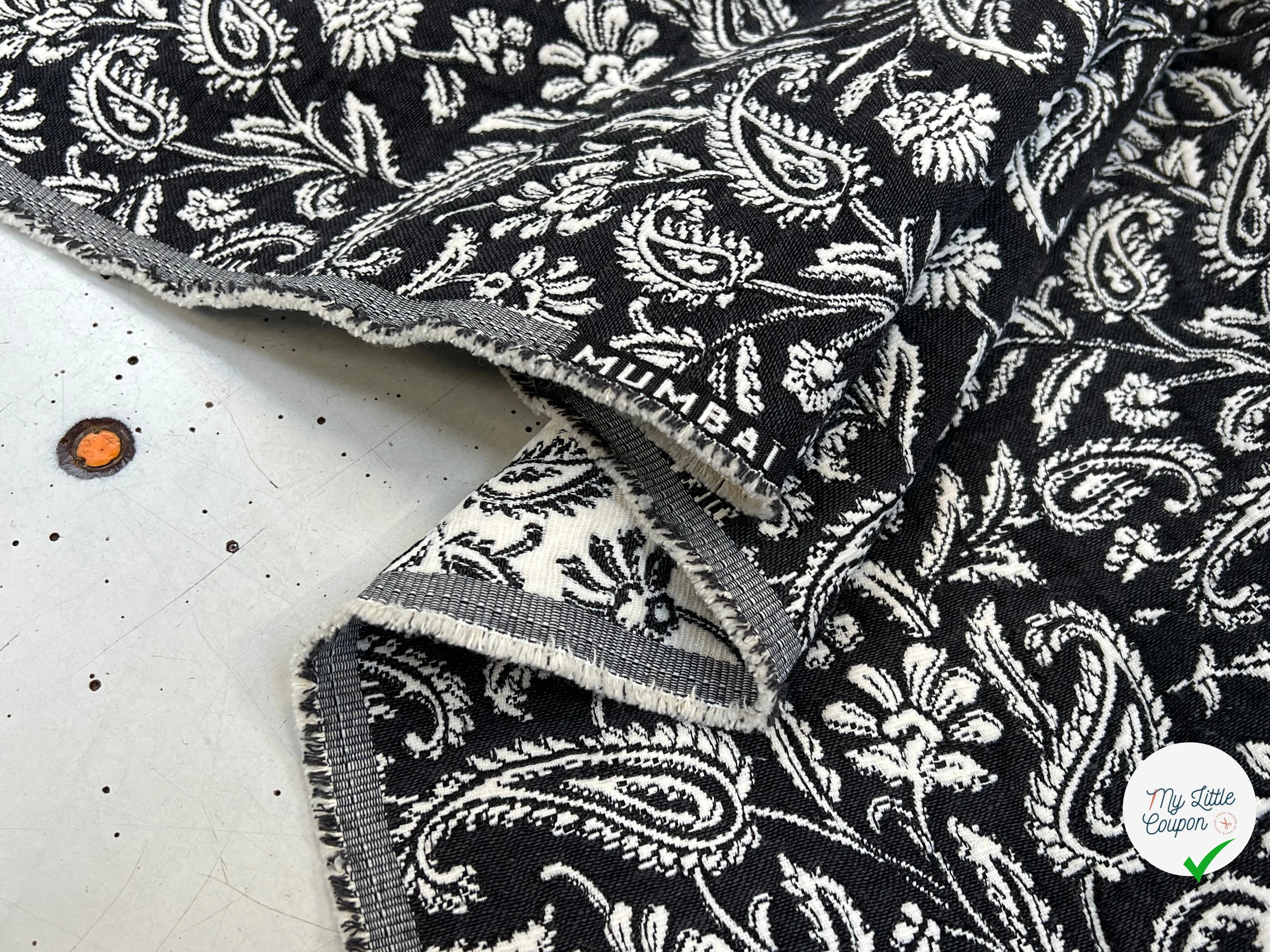 JACQUARD MUMBAI ALLOVER NOIR 140 CM - My Little Coupon