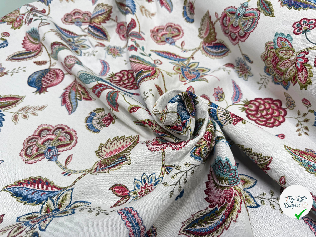 JACQUARD PALAMPORE ALLOVER BLANC 140 CM - My Little Coupon