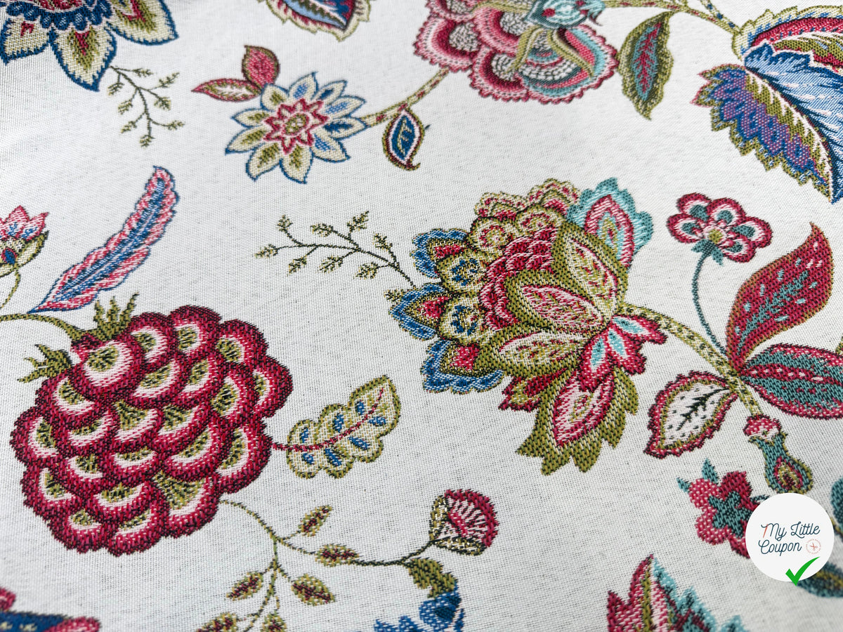 JACQUARD PALAMPORE ALLOVER BLANC 140 CM - My Little Coupon