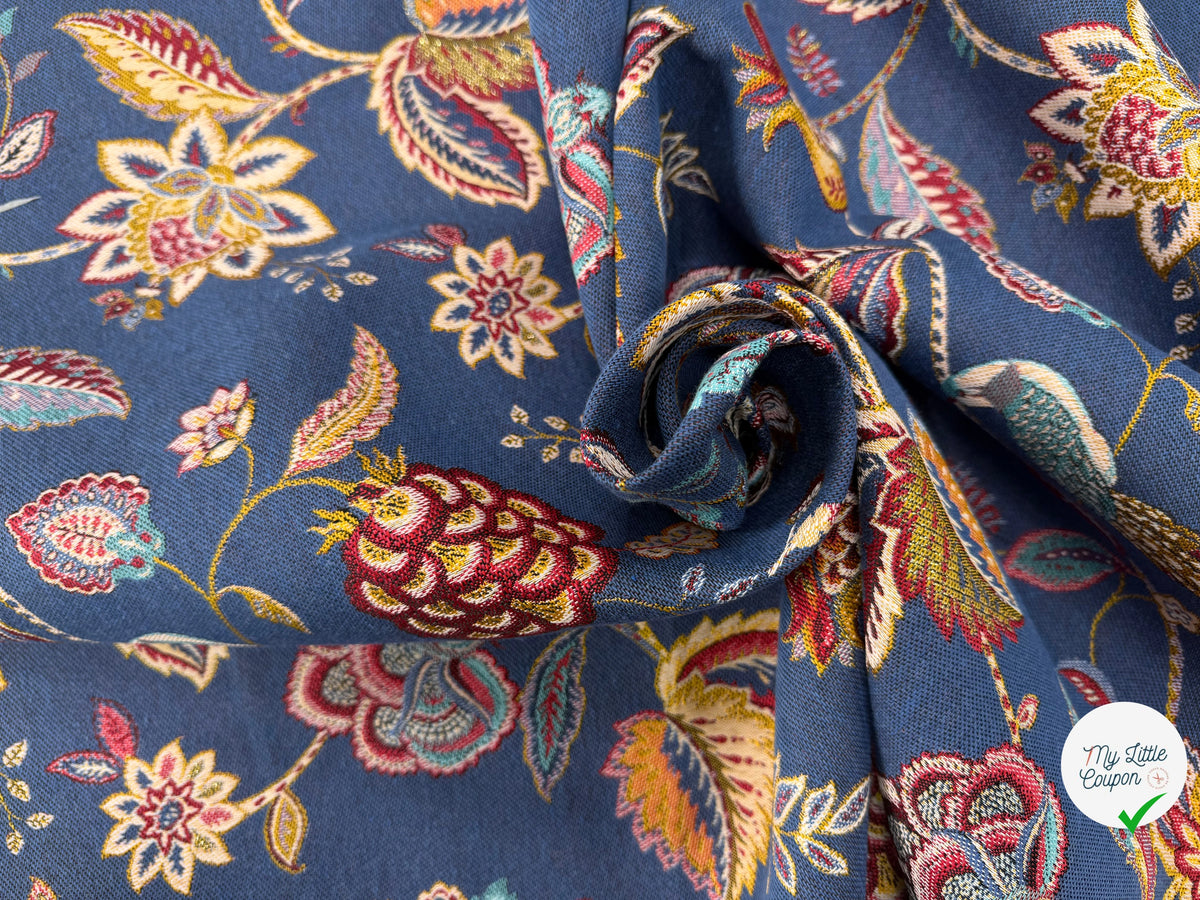 JACQUARD PALAMPORE ALLOVER BLEU 140 CM - My Little Coupon