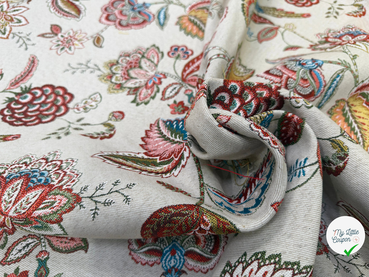 JACQUARD PALAMPORE ALLOVER COLORIS LIN 140 CM - My Little Coupon