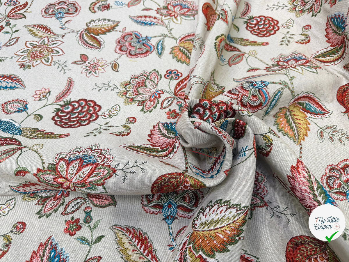 JACQUARD PALAMPORE ALLOVER COLORIS LIN 140 CM - My Little Coupon