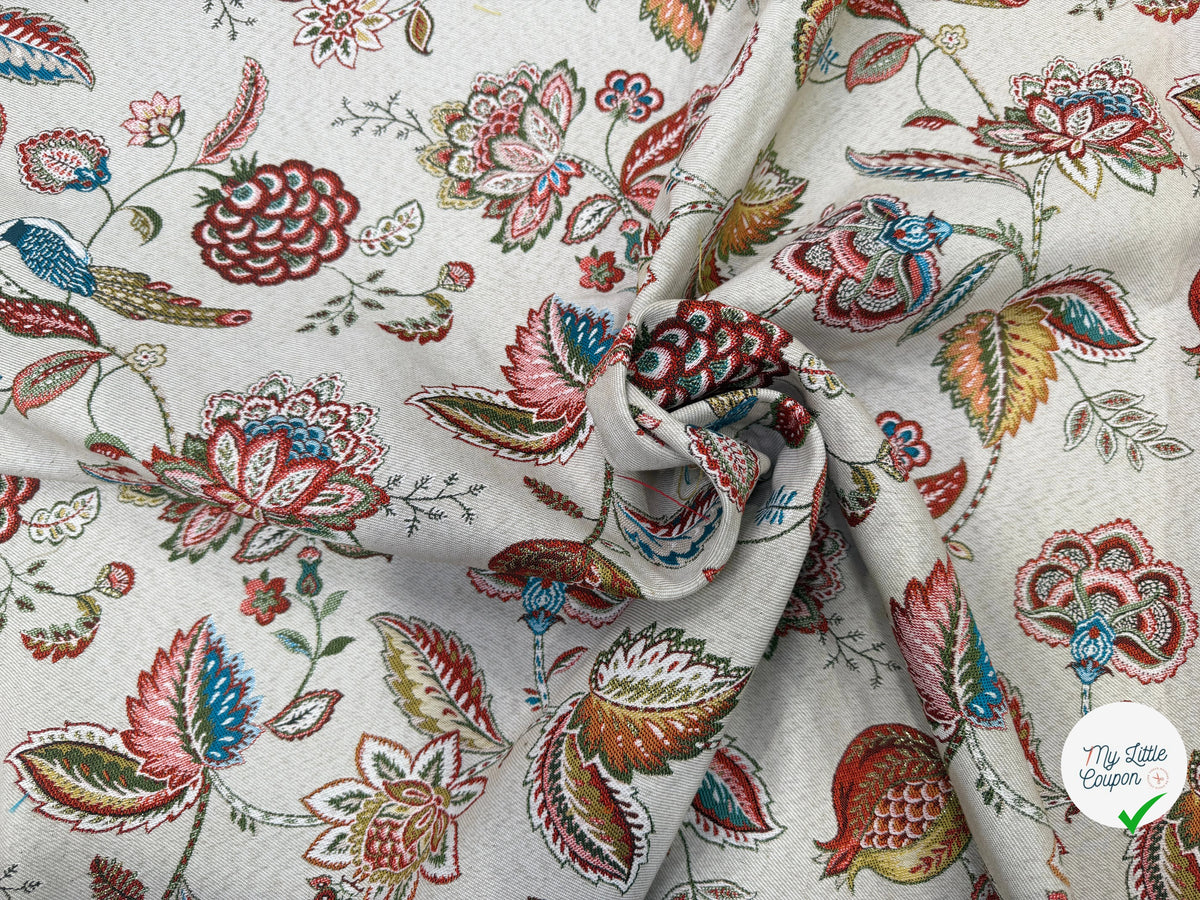 JACQUARD PALAMPORE ALLOVER COLORIS LIN 140 CM - My Little Coupon