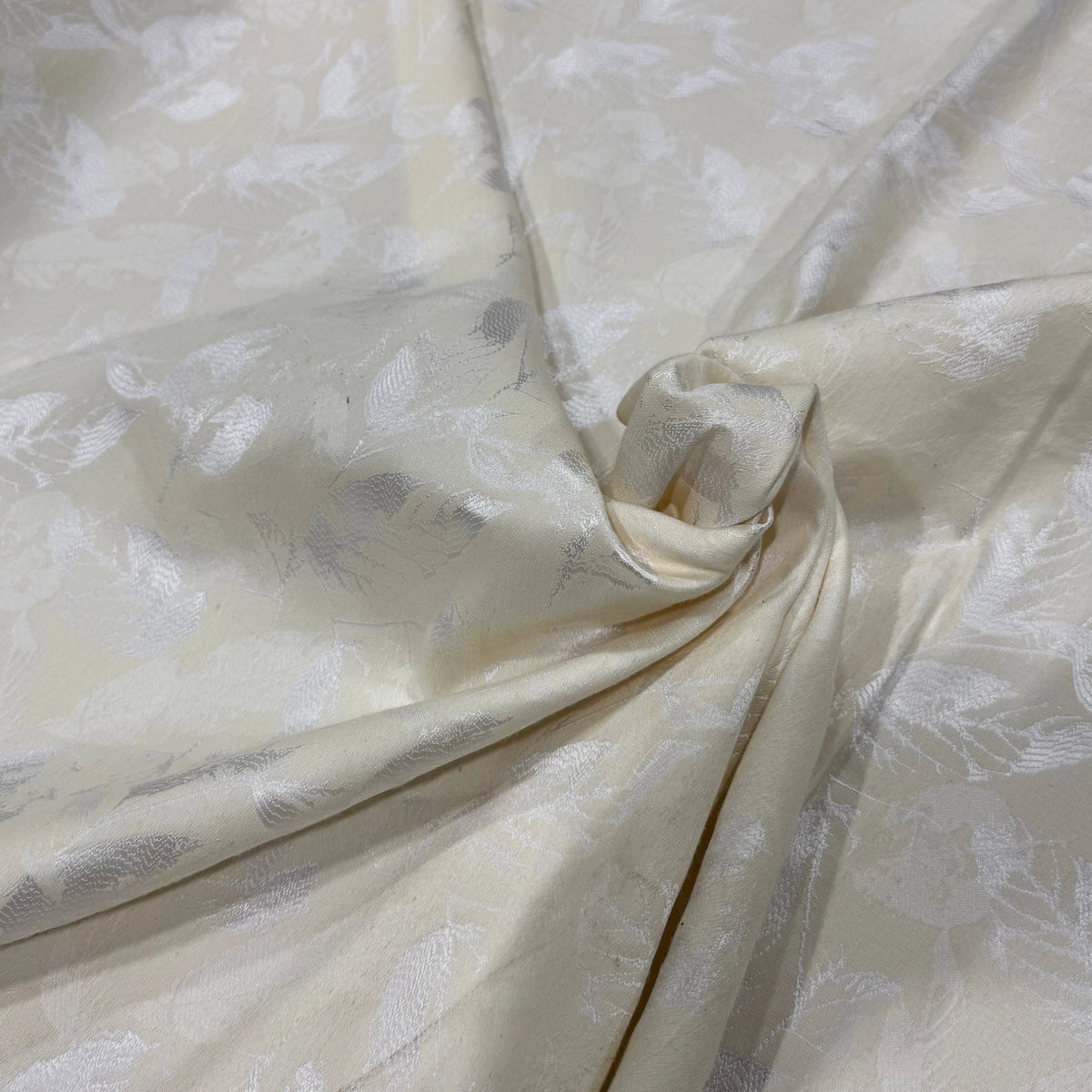 JACQUARD PREMIUM MOTIFS FEUILLAGE FOND ÉCRU - My Little Coupon