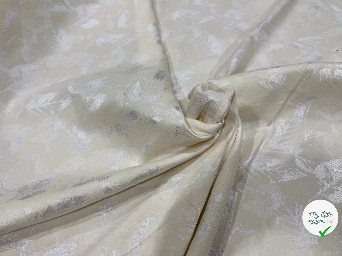JACQUARD PREMIUM MOTIFS FEUILLAGE FOND ÉCRU - My Little Coupon