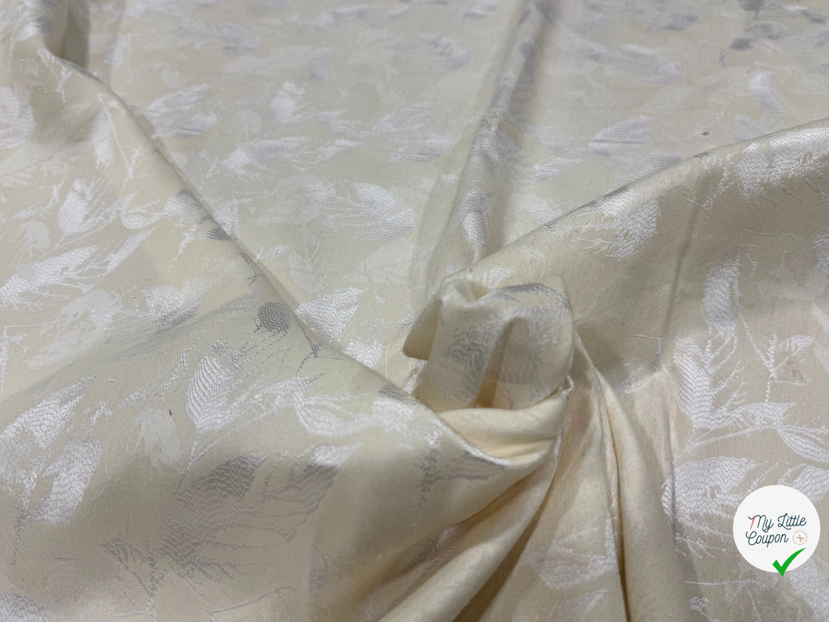 JACQUARD PREMIUM MOTIFS FEUILLAGE FOND ÉCRU - My Little Coupon
