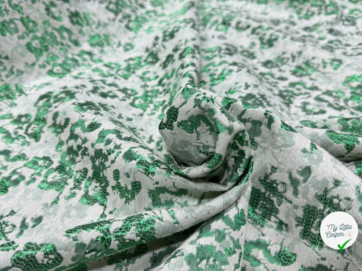 JACQUARD PREMIUM MOTIFS FLORAUX VERT FOND ÉCRU - My Little Coupon