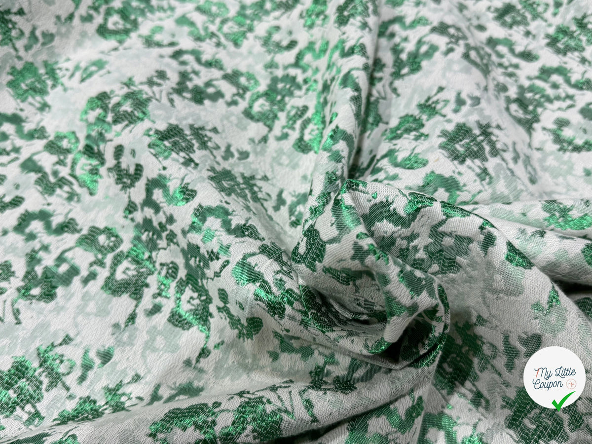JACQUARD PREMIUM MOTIFS FLORAUX VERT FOND ÉCRU - My Little Coupon