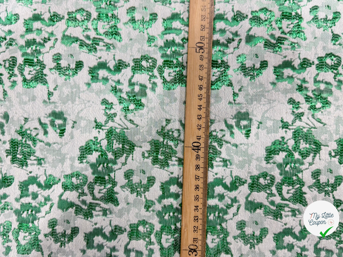 JACQUARD PREMIUM MOTIFS FLORAUX VERT FOND ÉCRU - My Little Coupon