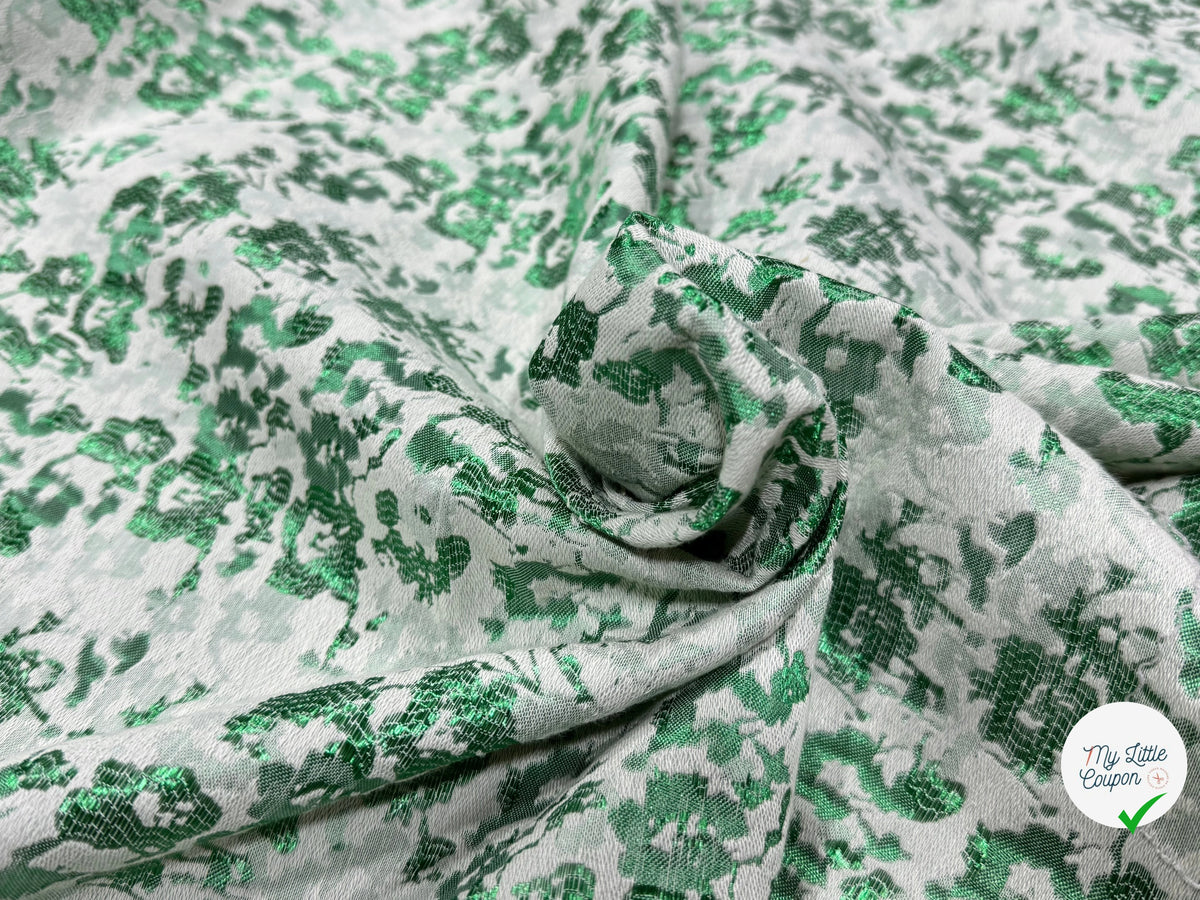 JACQUARD PREMIUM MOTIFS FLORAUX VERT FOND ÉCRU - My Little Coupon