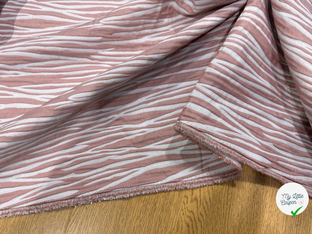 JACQUARD RAYURES FAÇON ANIMA ROSE PÂLE - My Little Coupon