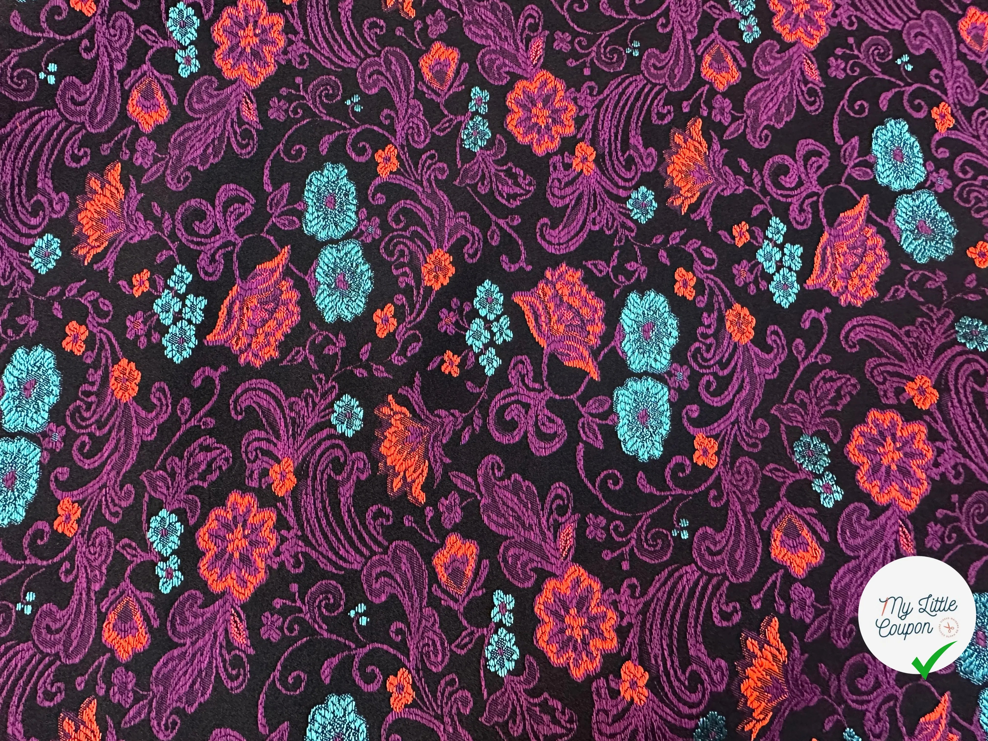 JACQUARD REVERSIBLE RAYURES ORANGE ET BLEU ET FLEURS - My Little Coupon
