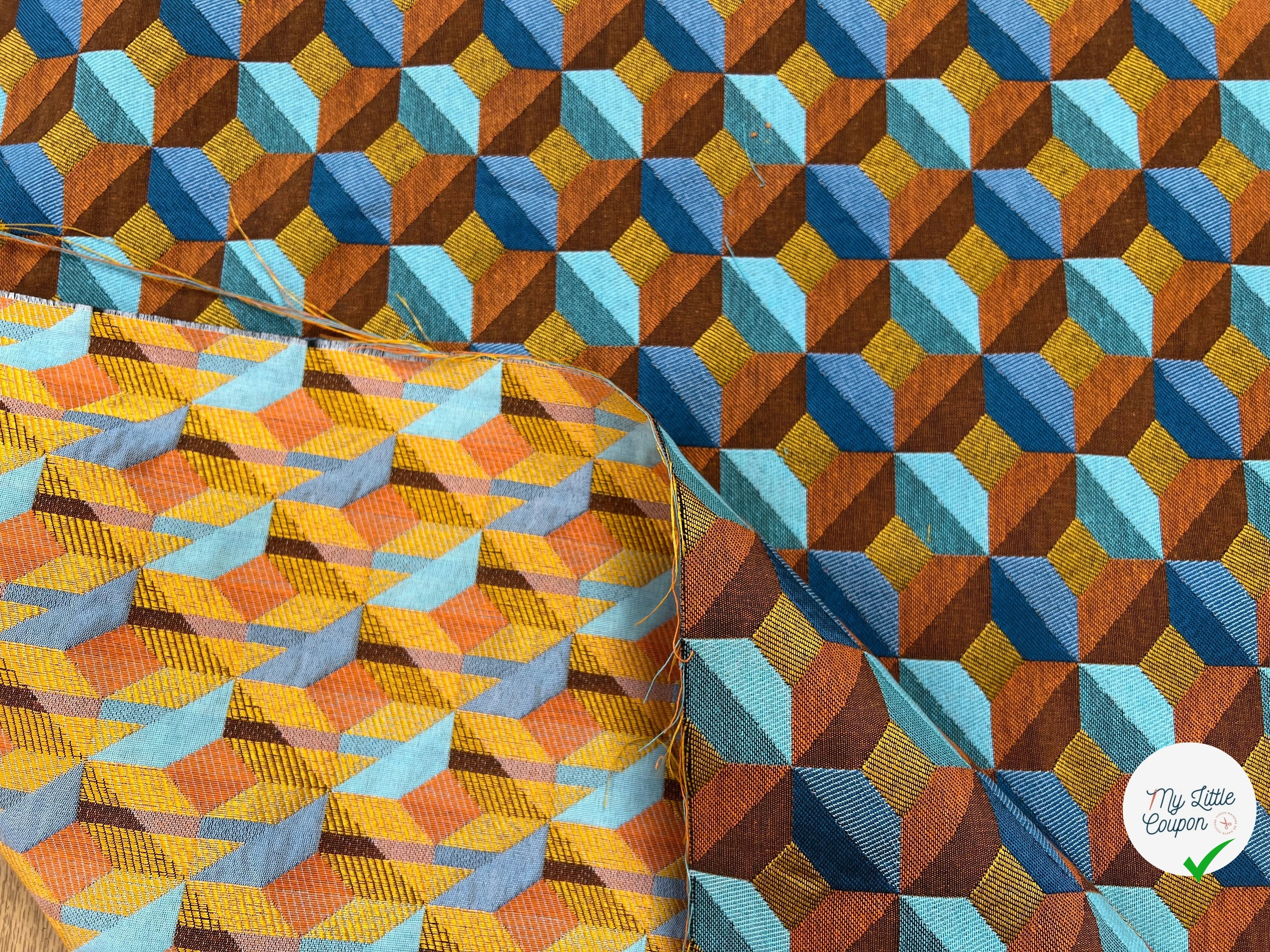 JACQUARD TISSÉ TEINT PAOLA ALLOVER ORANGE BLEU - My Little Coupon
