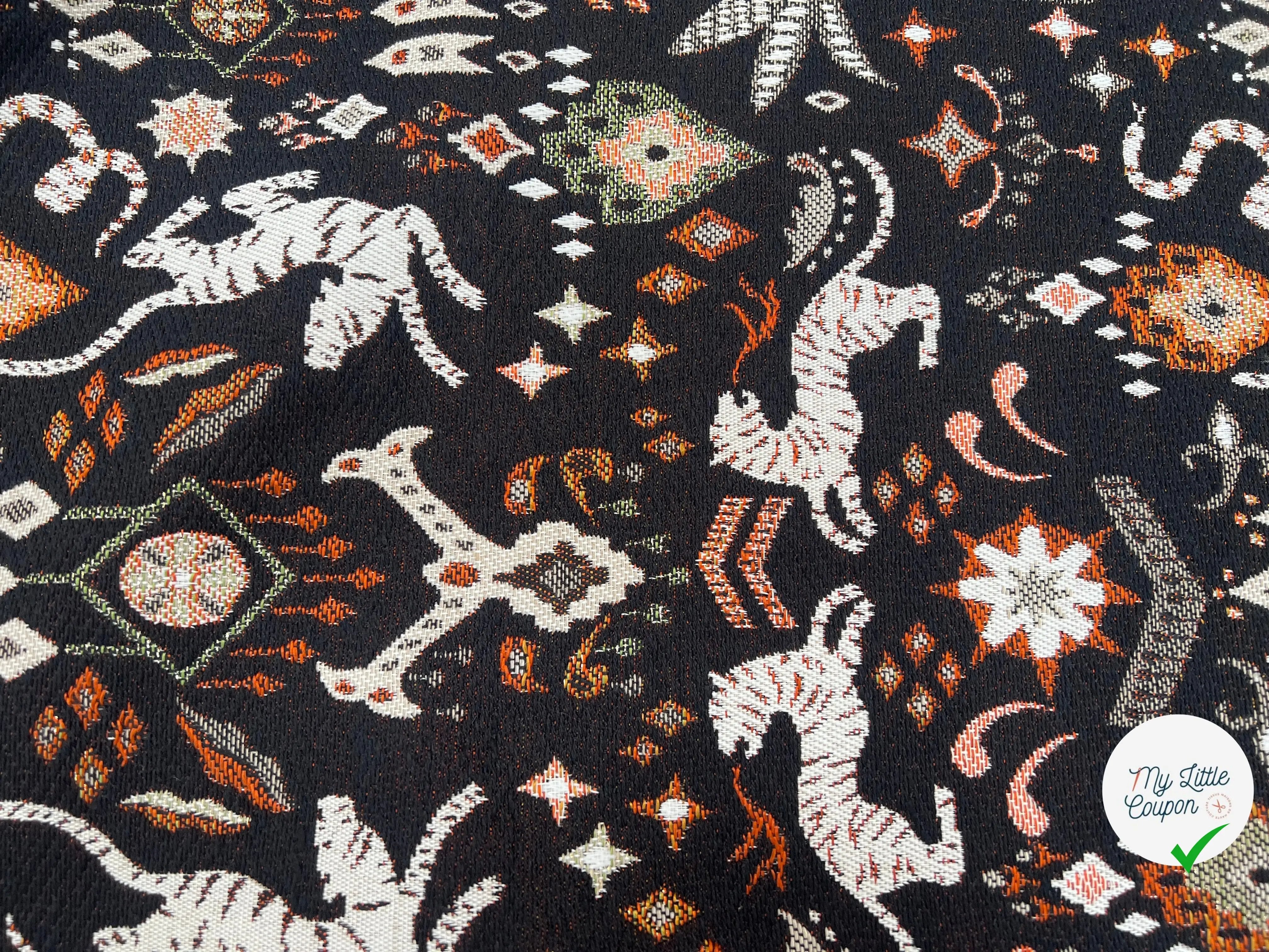 JACQUARD TISSÉ TEINT TIBET ALLOVER NOIR ORANGE - My Little Coupon