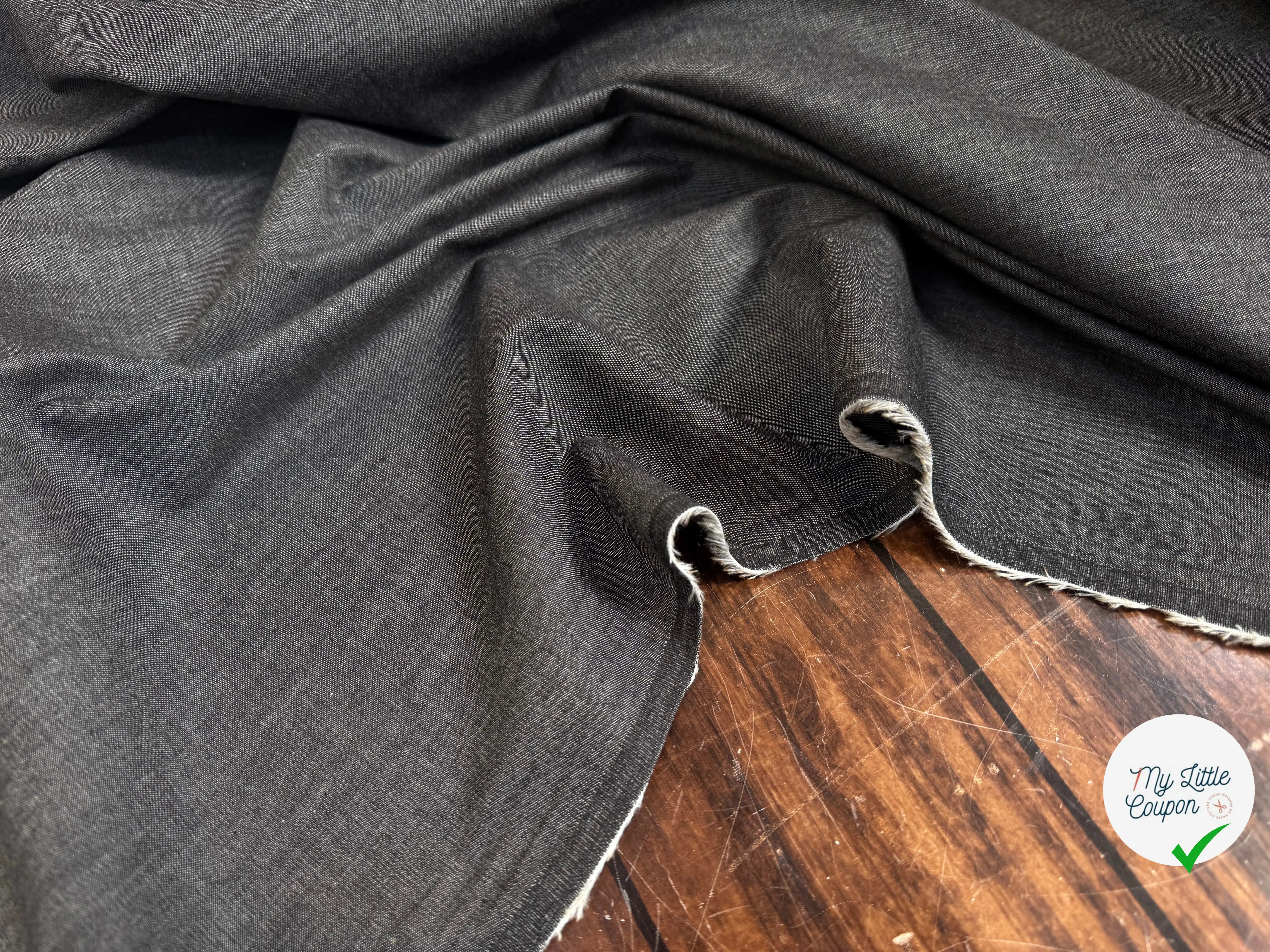 JEAN CHAMBRAY LAVÉ UNI 4806/69 GRIS NOIR ANTRHACITE - My Little Coupon