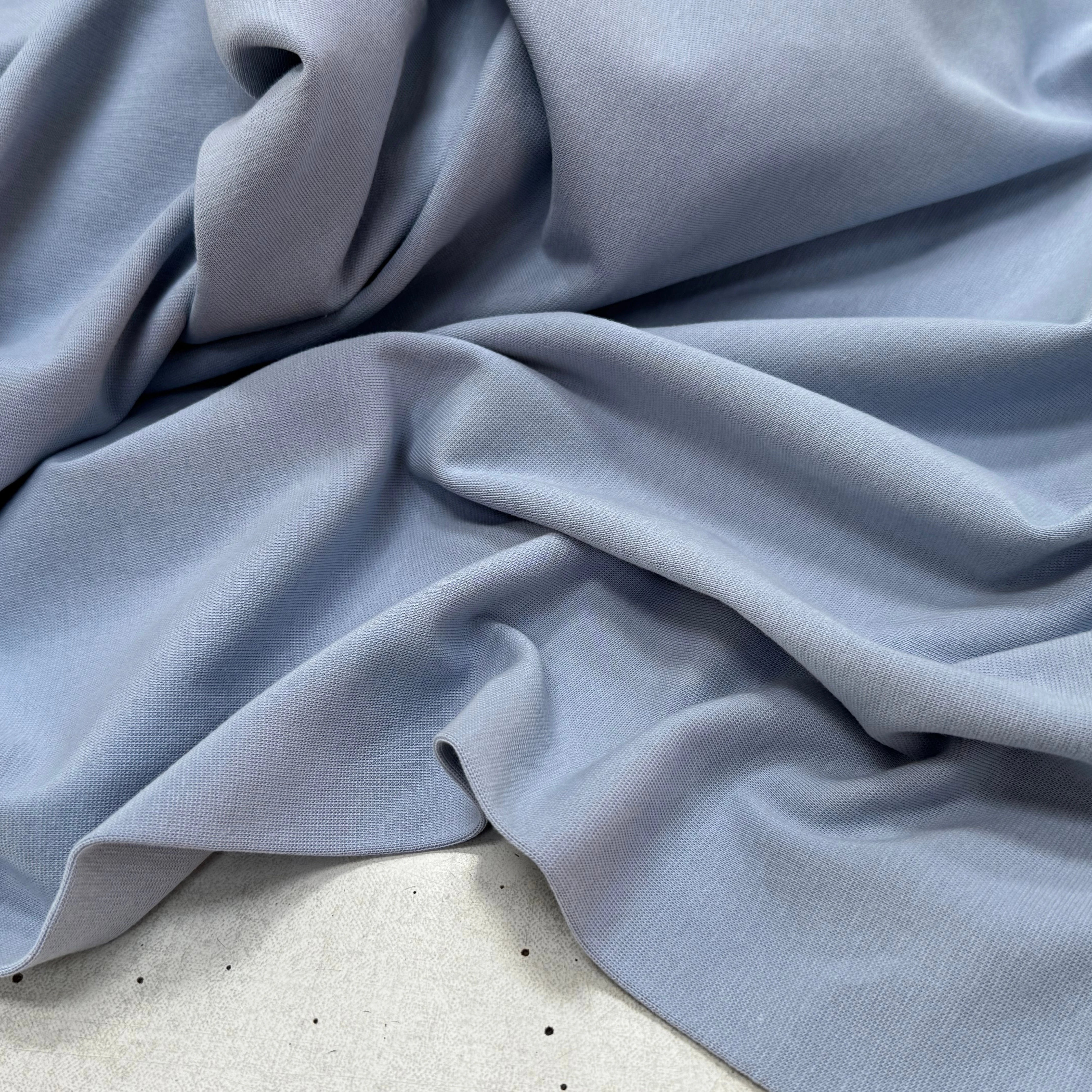 JERSEY COTON 2% ÉLASTHANNE TUBULAIRE 70CM CÔTE 1X1 BLUE BLIZZARD - My Little Coupon