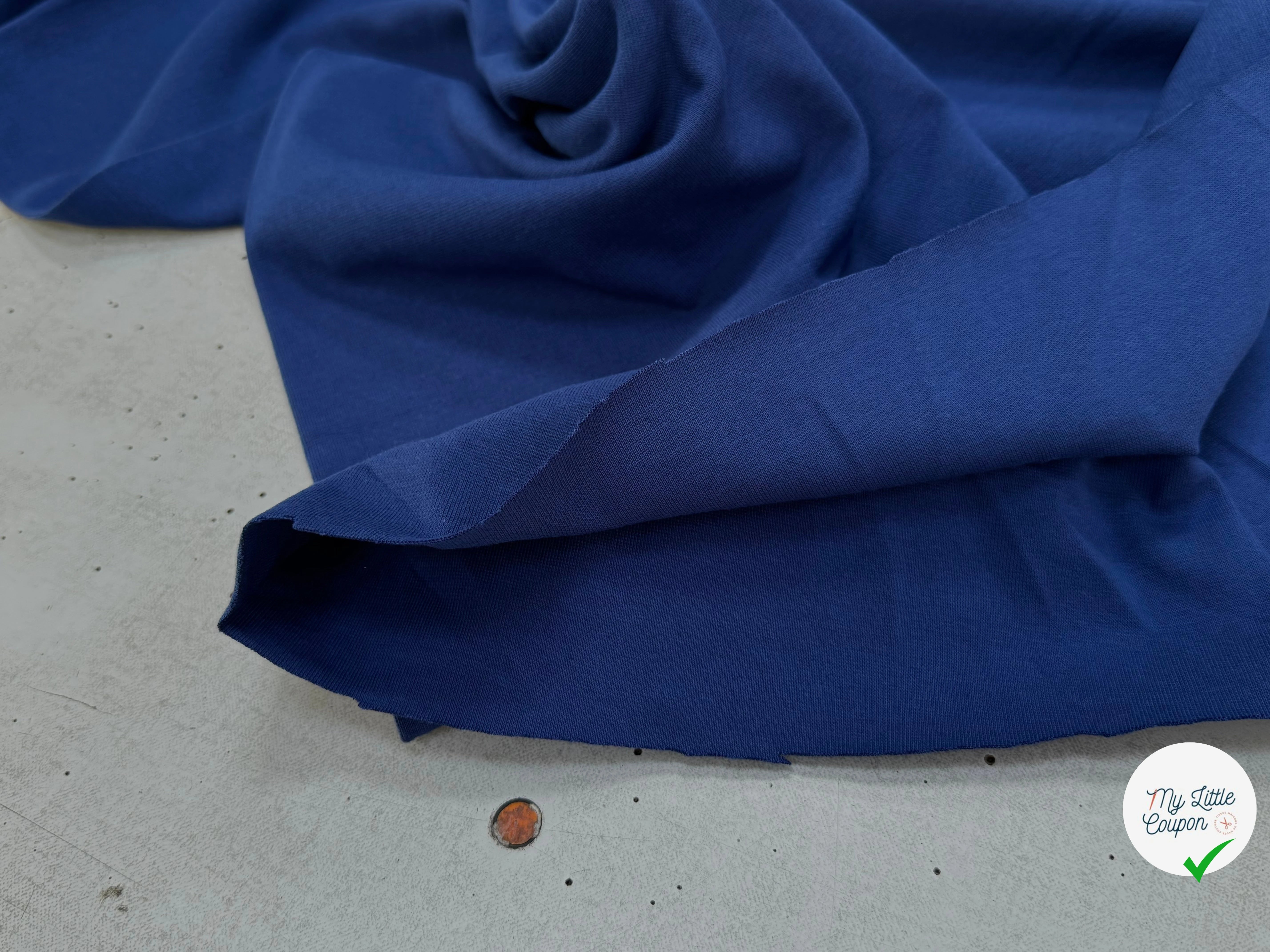 JERSEY COTON 2% ÉLASTHANNE TUBULAIRE 70CM CÔTE 1X1 BLUE DEPTHS - My Little Coupon
