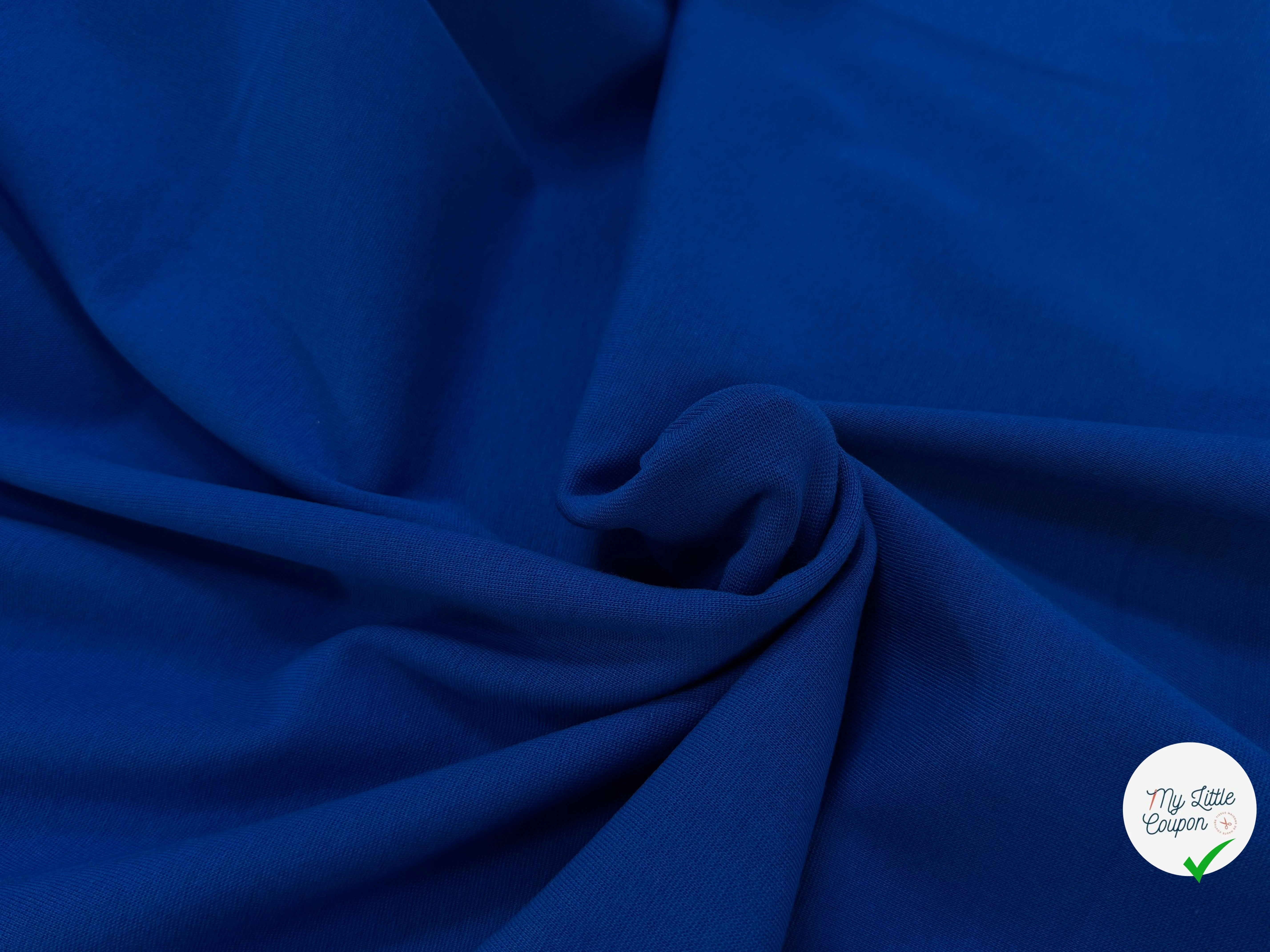 JERSEY COTON 2% ÉLASTHANNE TUBULAIRE 70CM CÔTE 1X1 BLUE ELECTRO - My Little Coupon