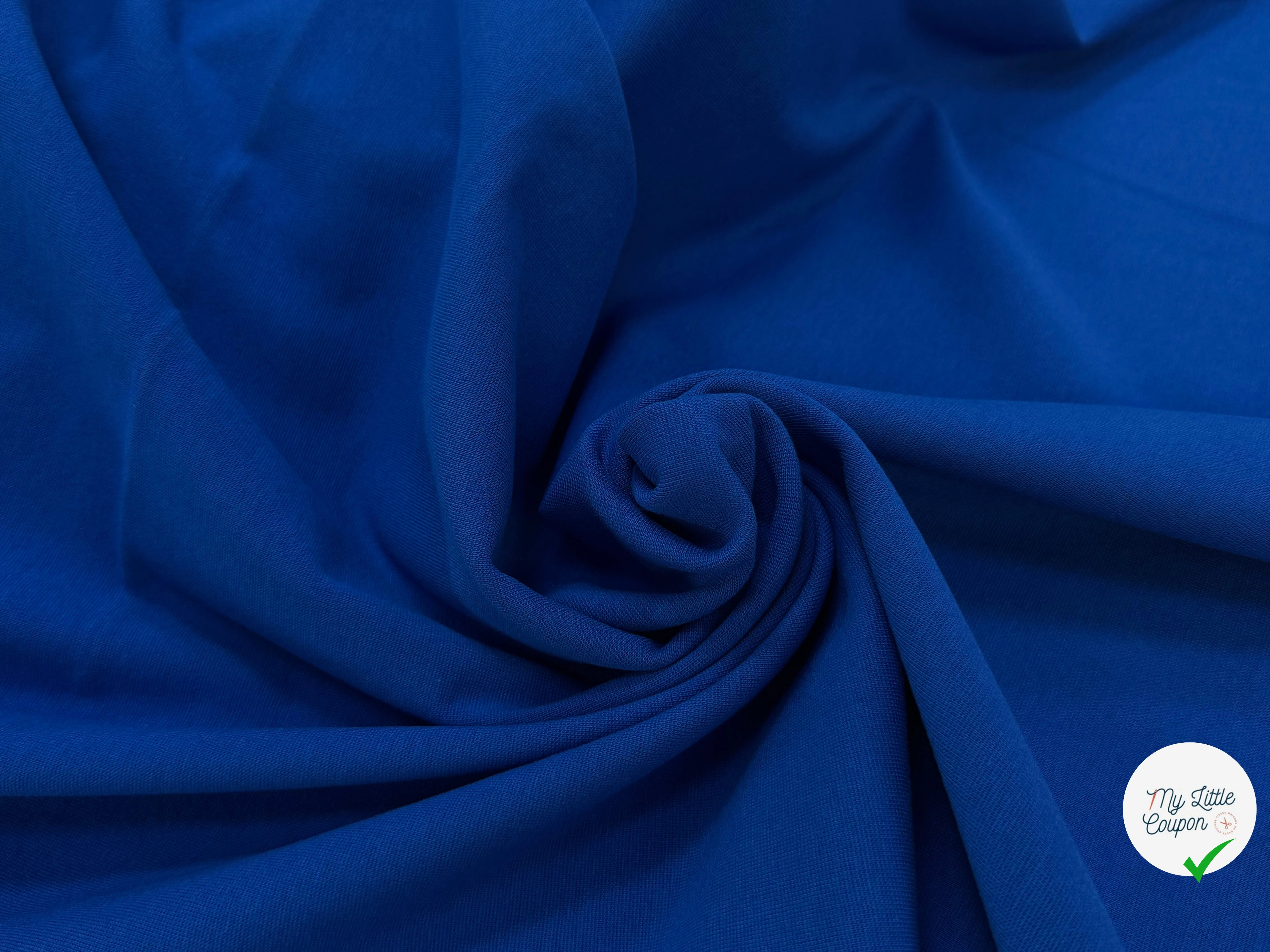 JERSEY COTON 2% ÉLASTHANNE TUBULAIRE 70CM CÔTE 1X1 BLUE ELECTRO - My Little Coupon