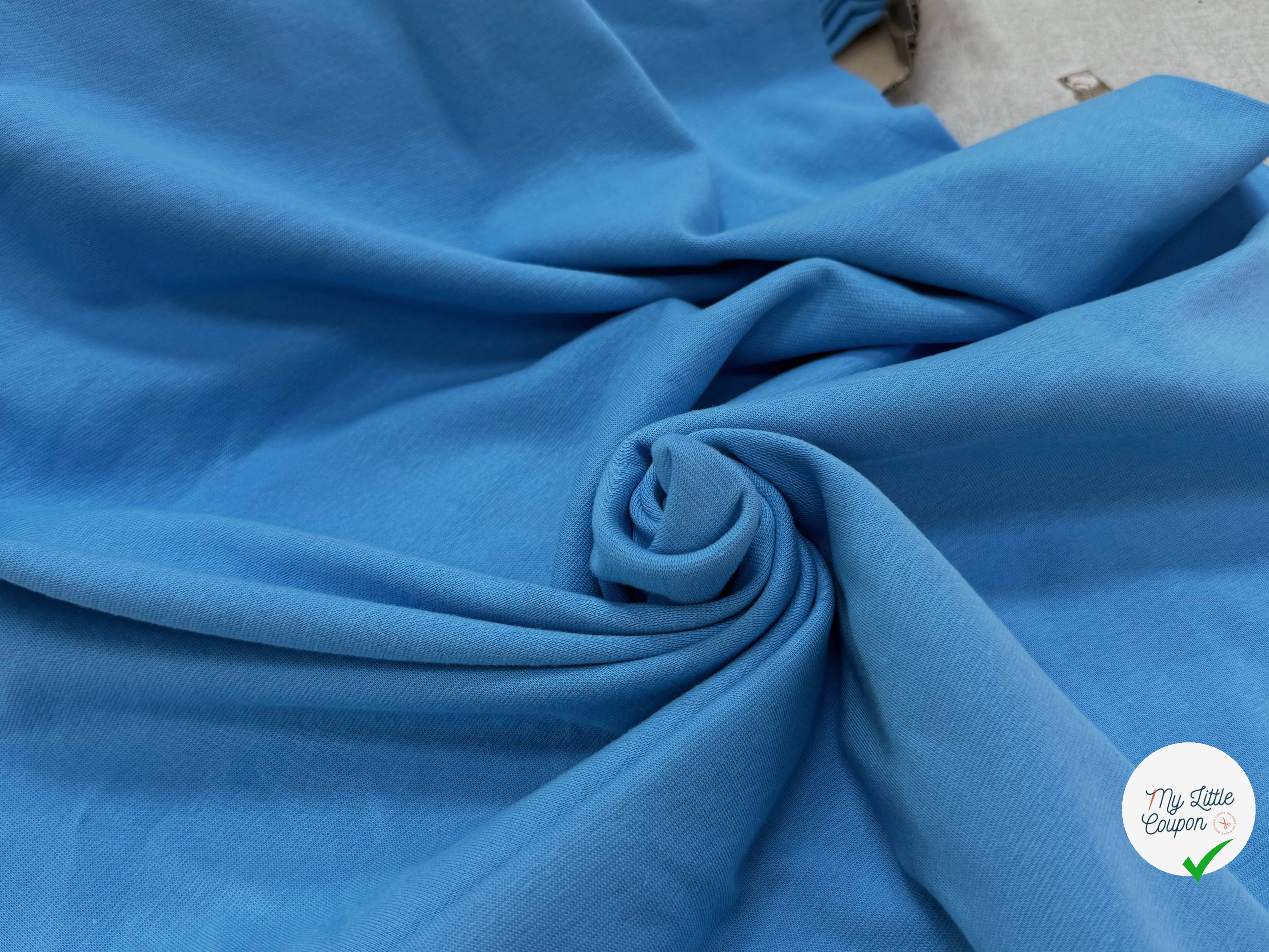 JERSEY COTON 2% ÉLASTHANNE TUBULAIRE 70CM CÔTE 1X1 BONNIE BLUE - My Little Coupon