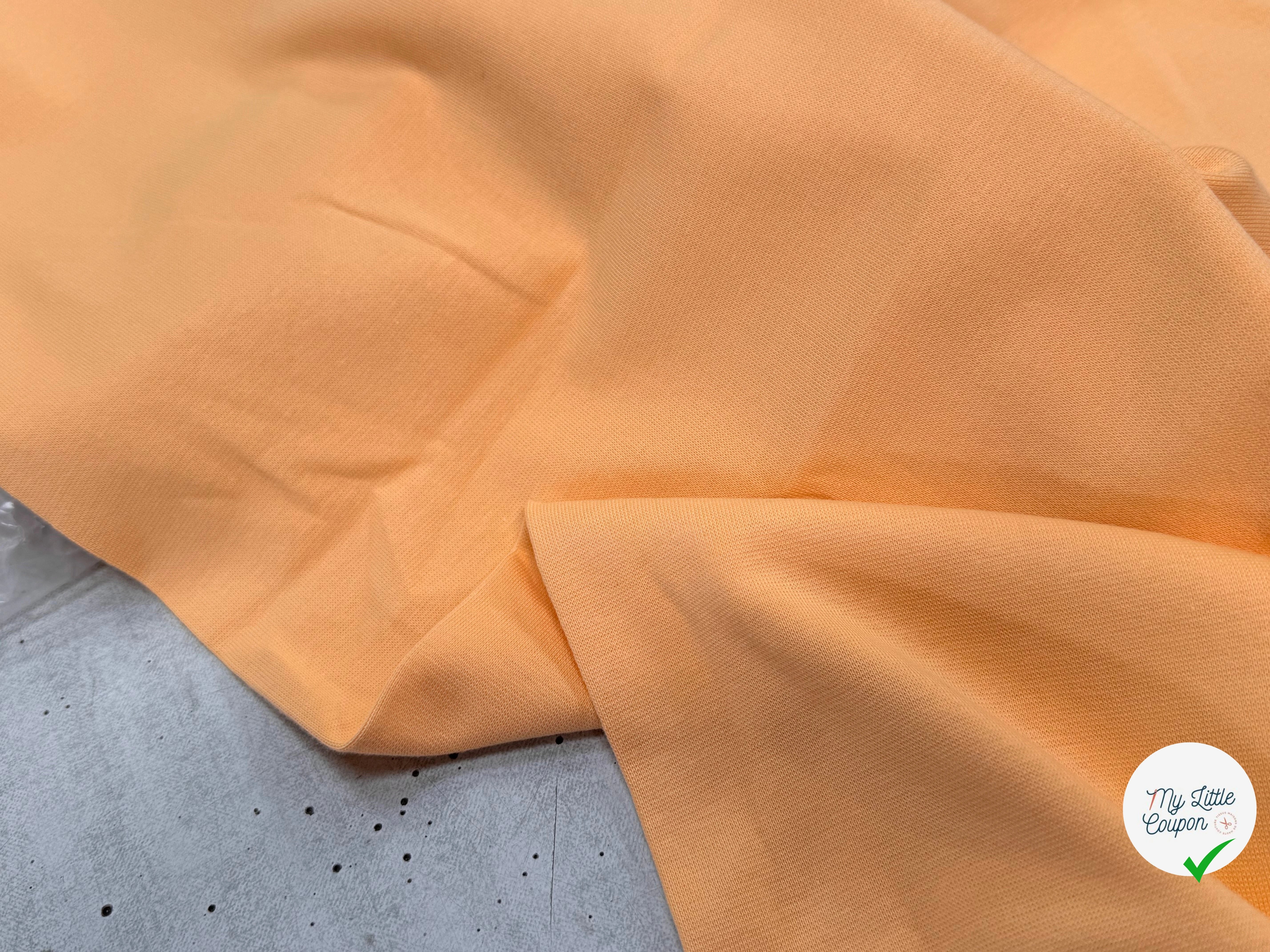 JERSEY COTON 2% ÉLASTHANNE TUBULAIRE 70CM CÔTE 1X1 BUFF ORANGE - My Little Coupon