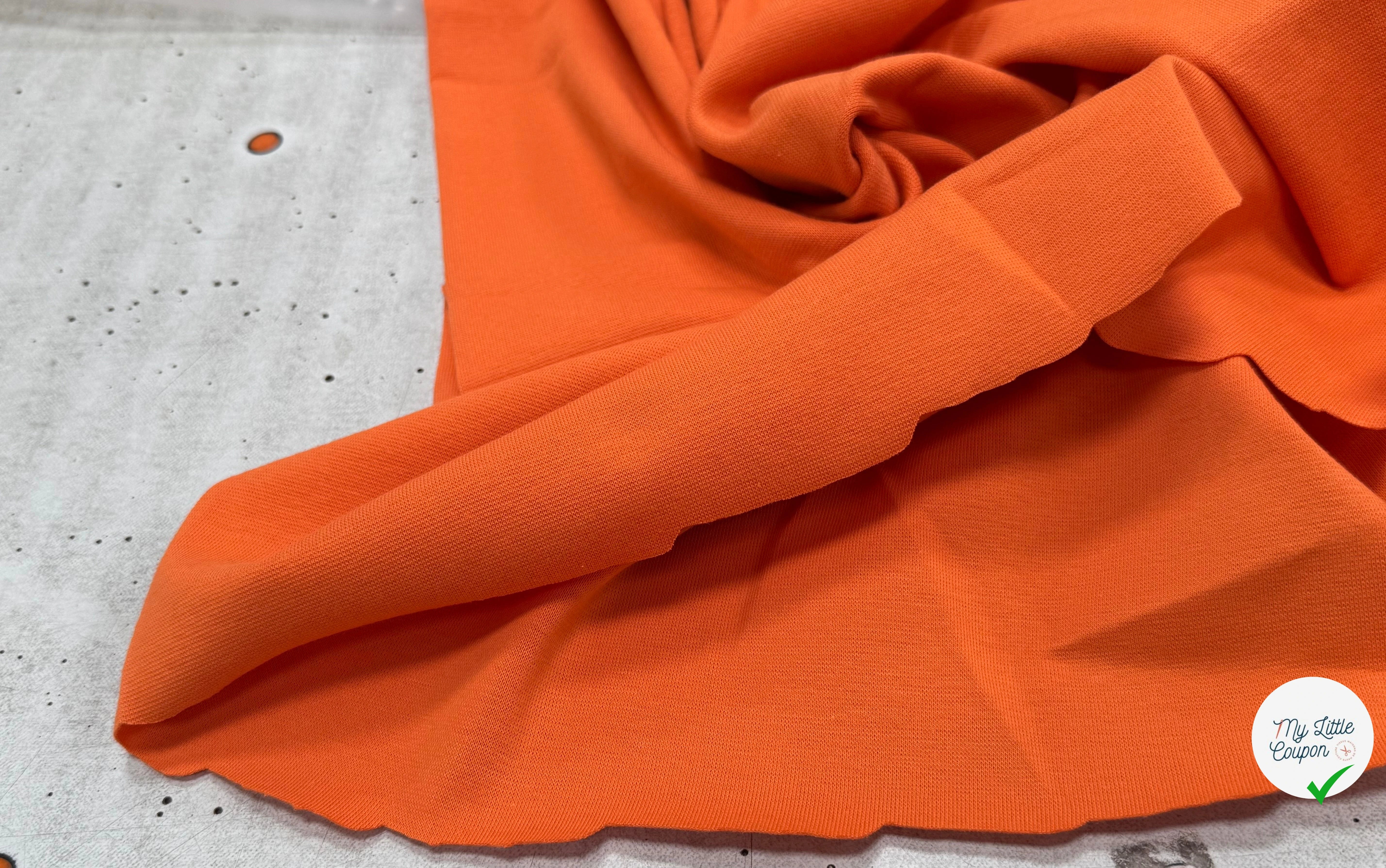 JERSEY COTON 2% ÉLASTHANNE TUBULAIRE 70CM CÔTE 1X1 CELOSIA ORANGE - My Little Coupon