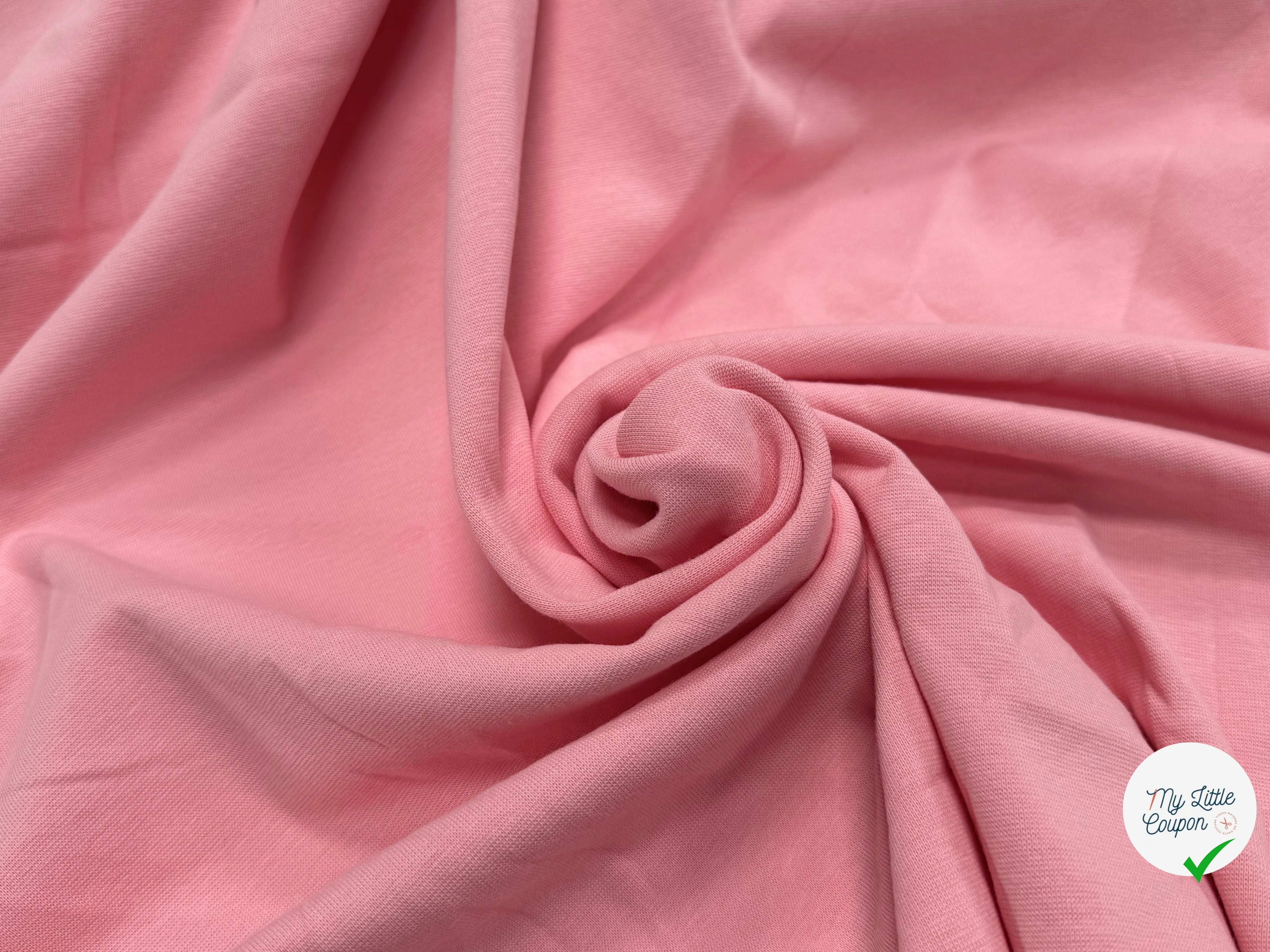 JERSEY COTON 2% ÉLASTHANNE TUBULAIRE 70CM CÔTE 1X1 CORAL GOLD - My Little Coupon